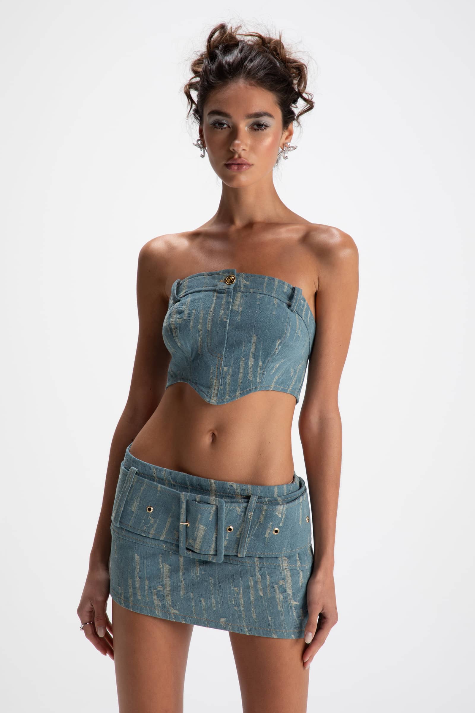 Claire Denim Mini Skirt in Blue made by Nana Jacqueline