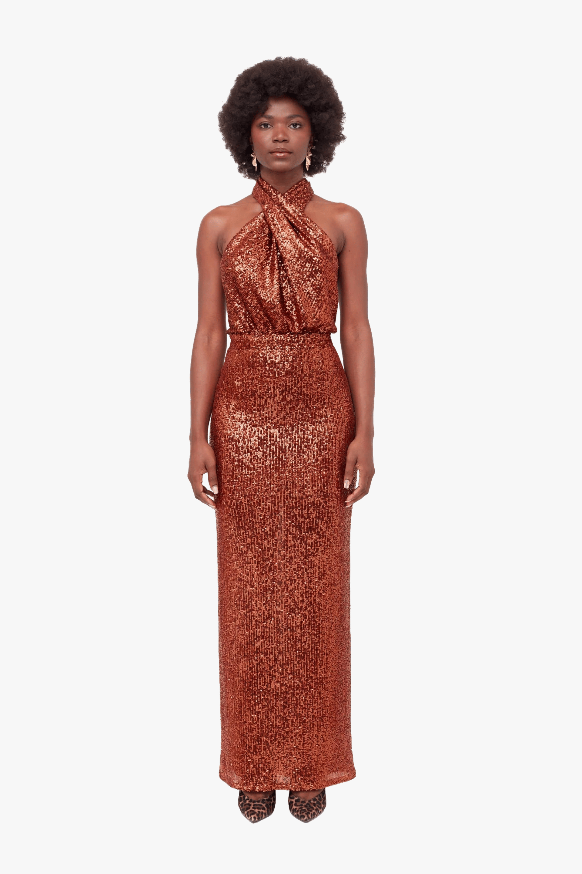 ALTA Bronze Sequin Maxi Evening dress made by UNDRESS