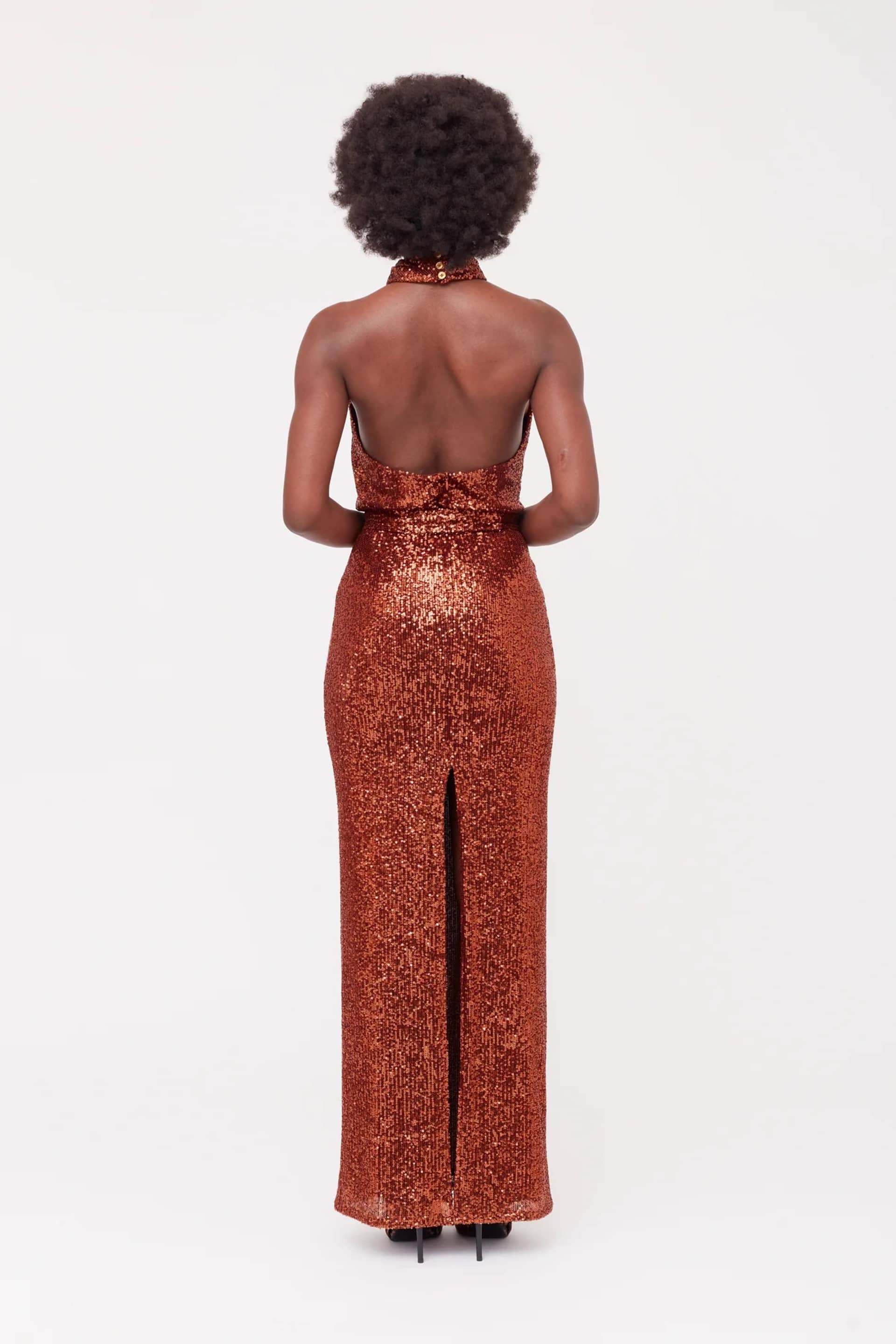 ALTA Bronze Sequin Maxi Evening dress made by UNDRESS