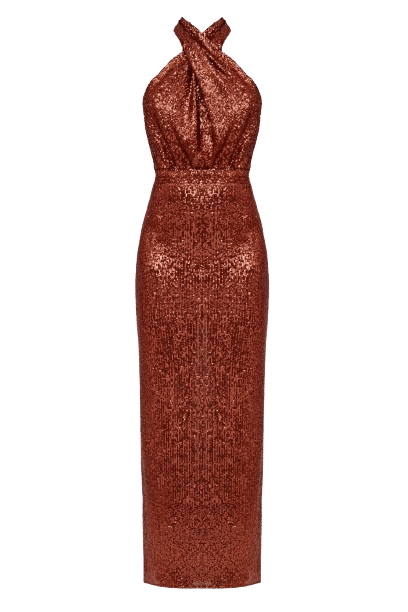 ALTA Bronze Sequin Maxi Evening dress made by UNDRESS