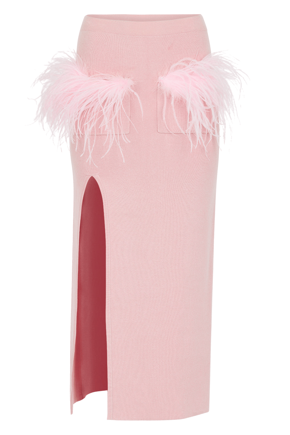 Pink Vanilla Knit Skirt With Feathers made by ANDREEVA
