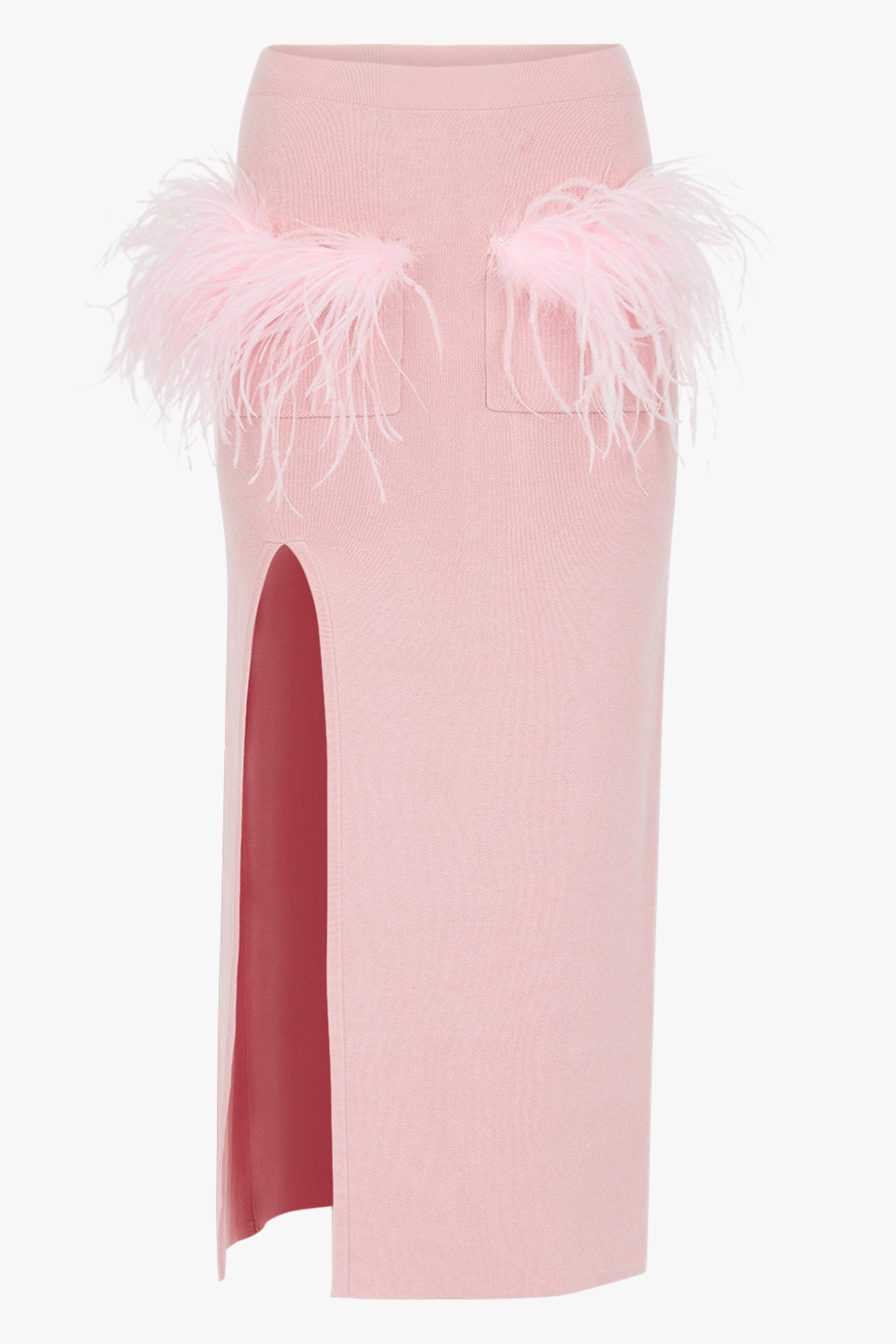 Pink Vanilla Knit Skirt With Feathers made by ANDREEVA