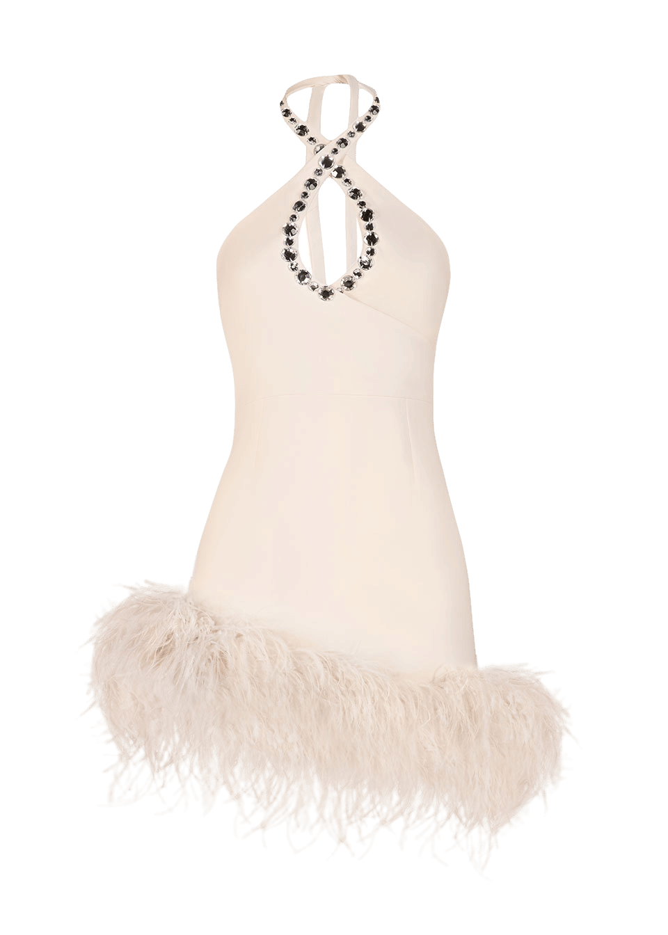 Mia feather-embellished crepe mini dress made by Monika Dimova