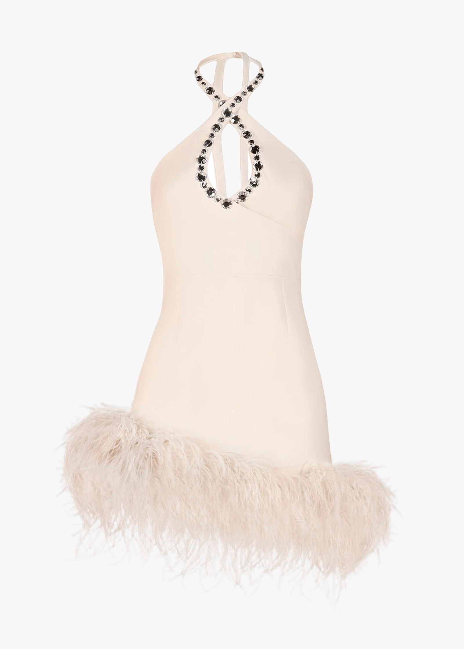 Mia feather-embellished crepe mini dress made by Monika Dimova