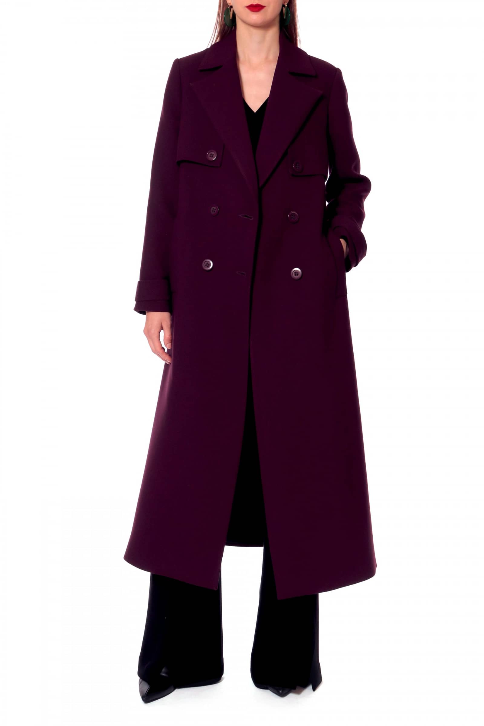 Coat Colette Plum Wine in Purple made by HALEWSKI