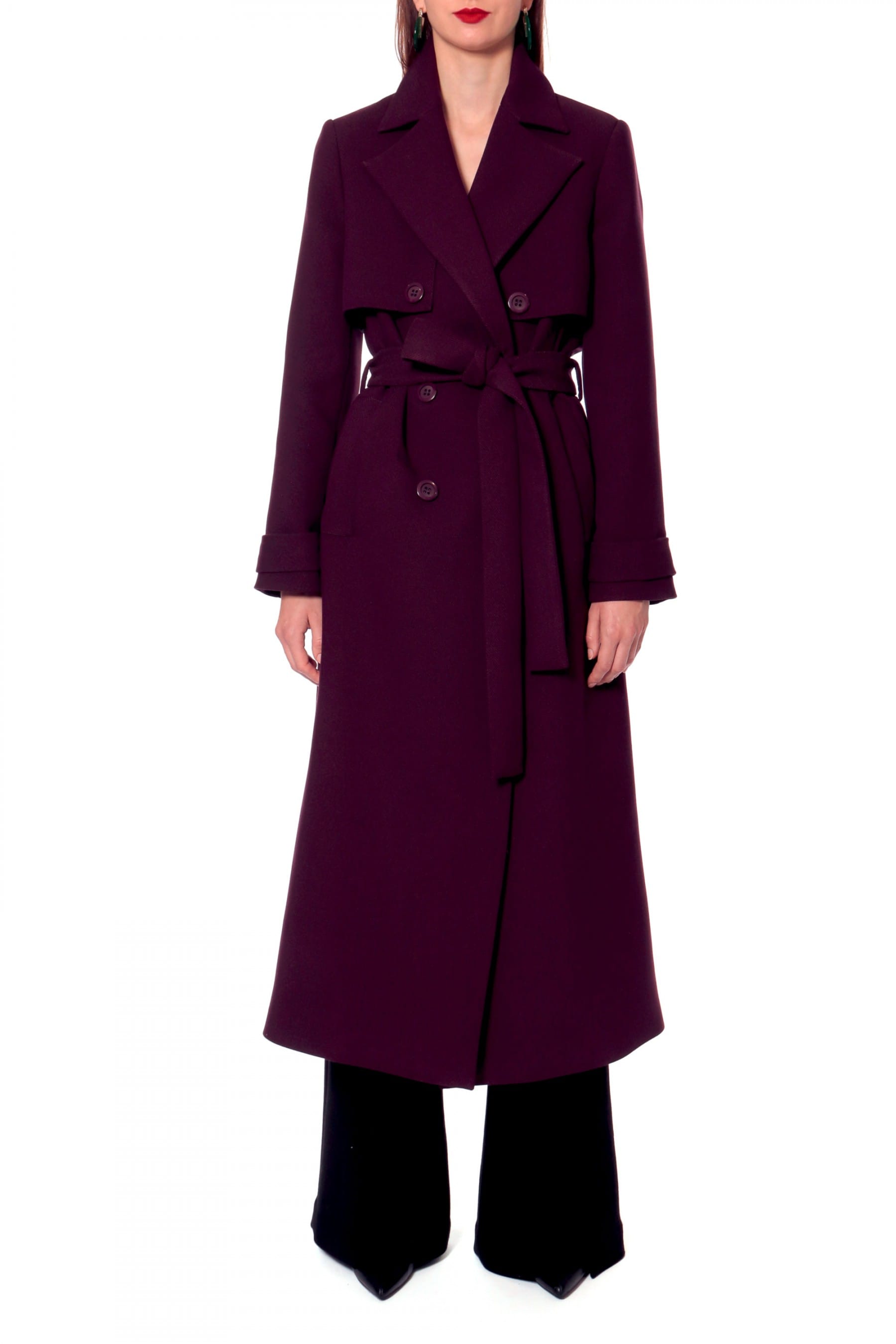 Coat Colette Plum Wine in Purple made by HALEWSKI