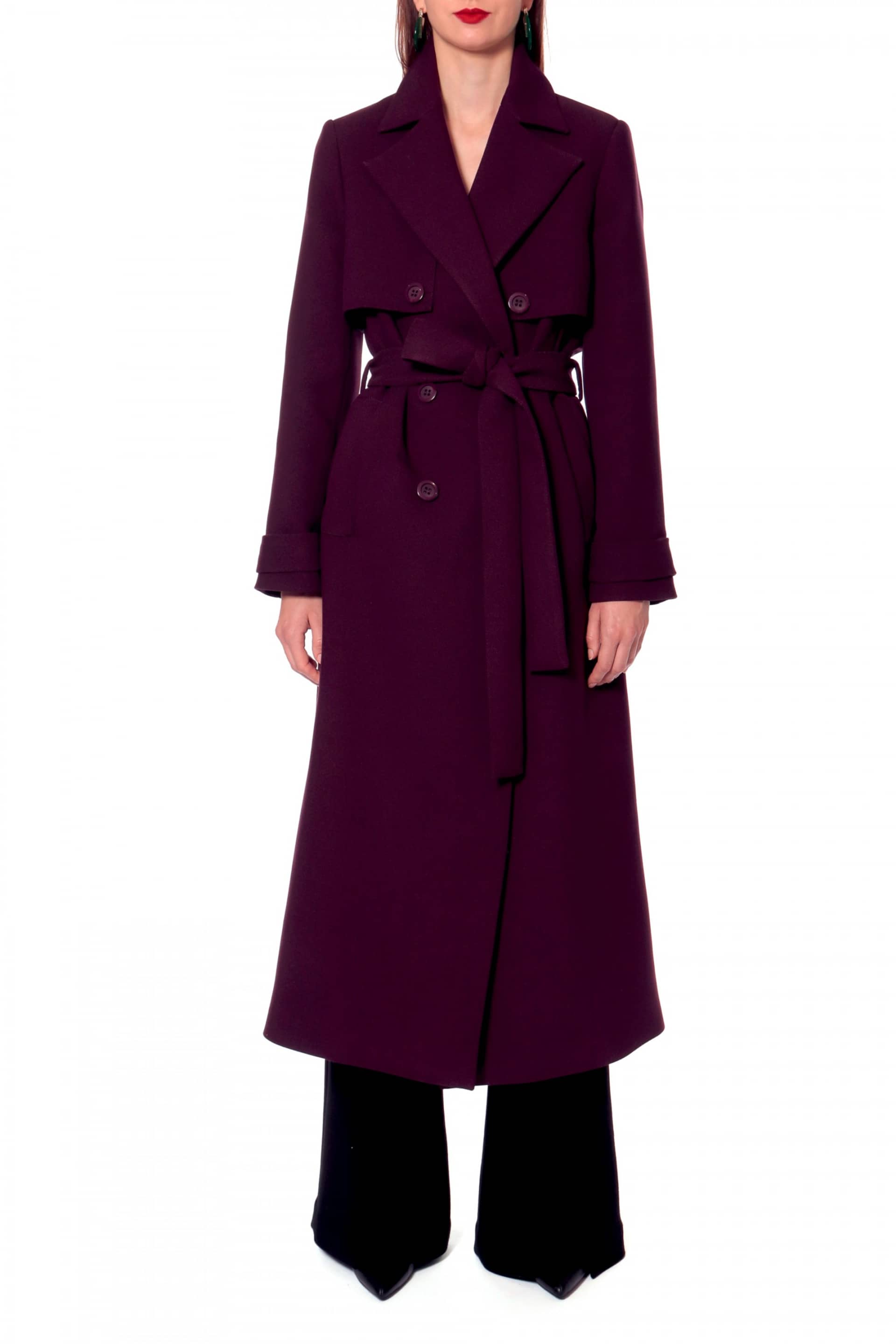 Coat Colette Plum Wine in Purple made by HALEWSKI