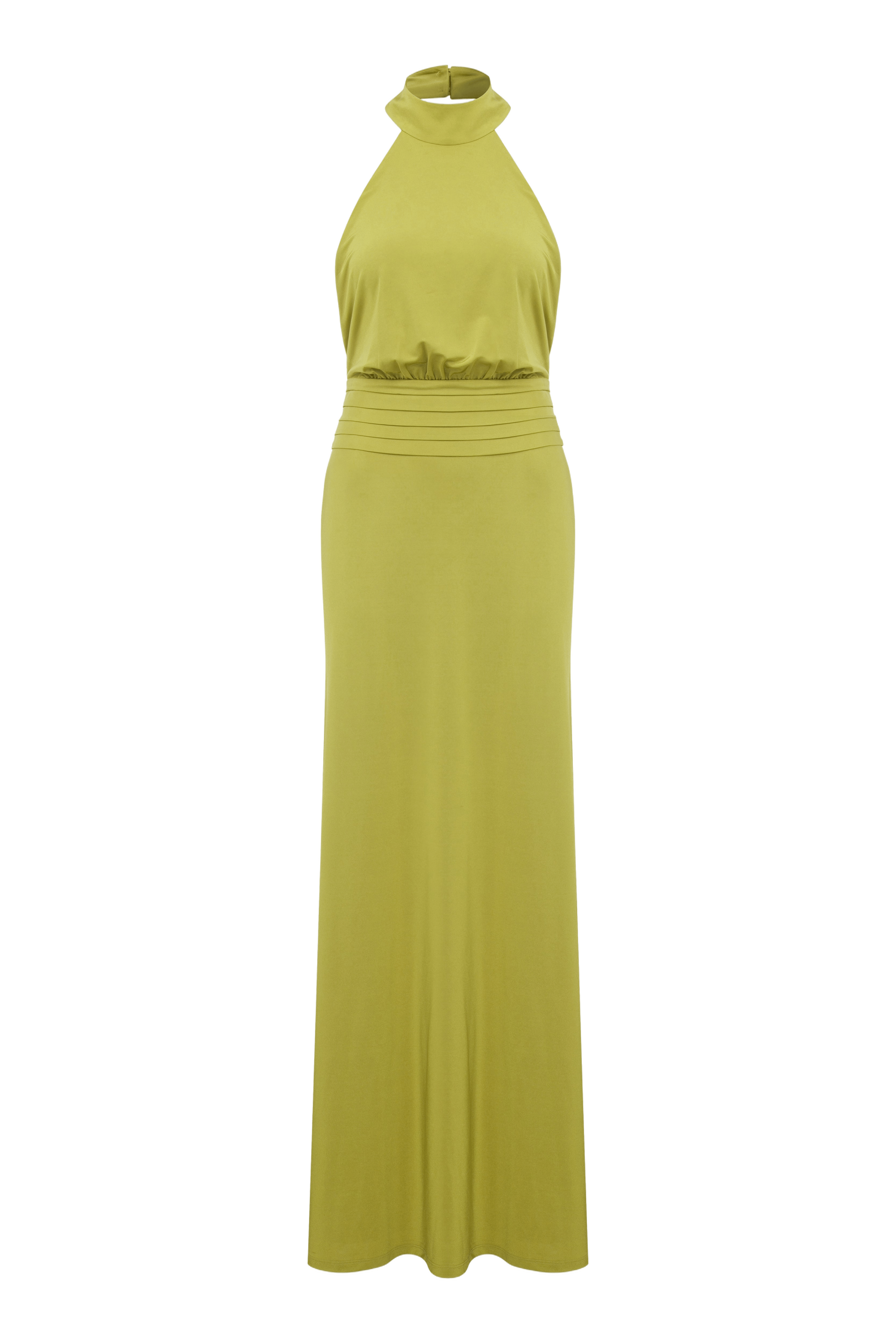 Juliette Long Jersey Dress In Green Glow made by Nazli Ceren