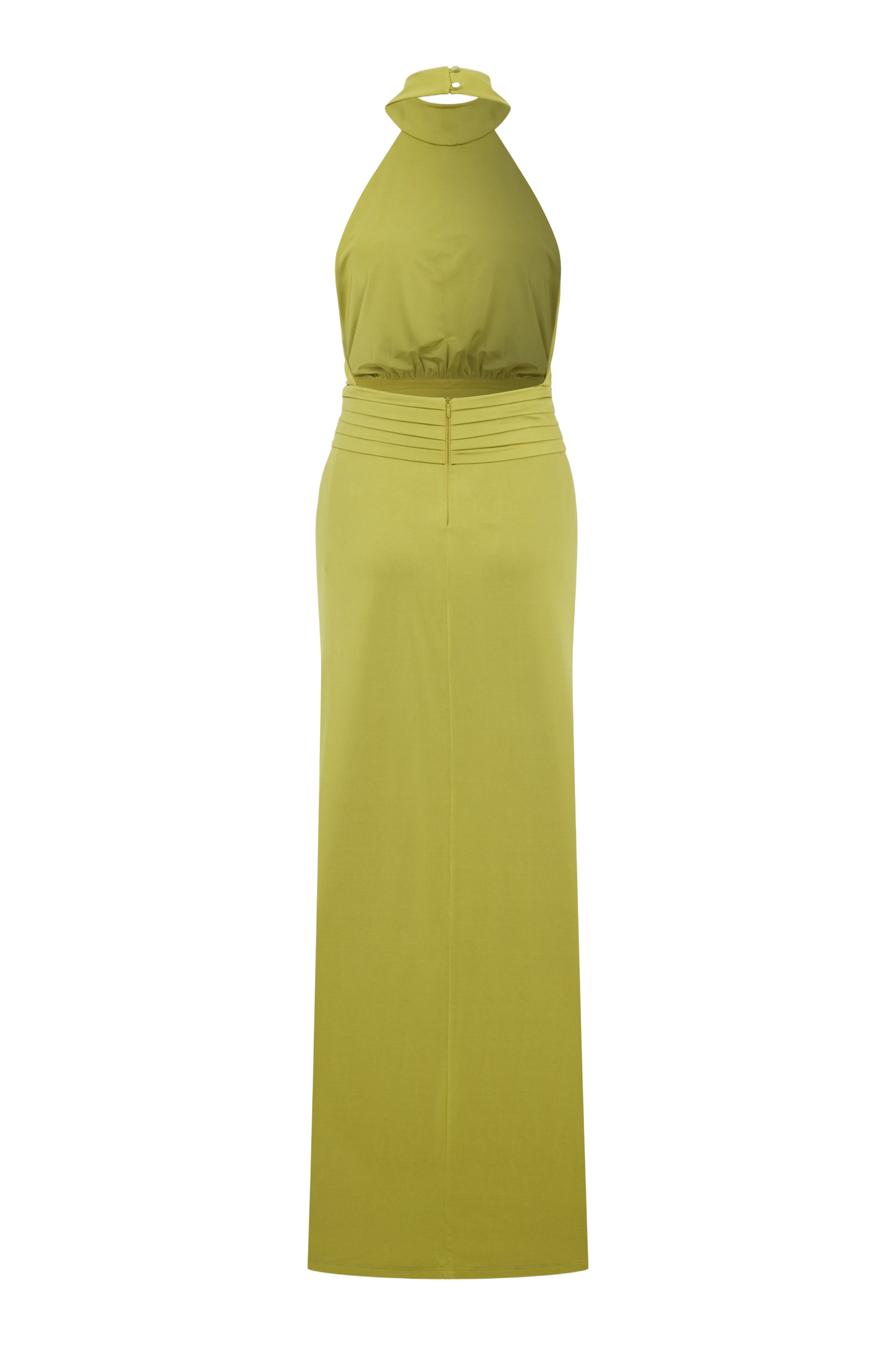 Juliette Long Jersey Dress In Green Glow made by Nazli Ceren
