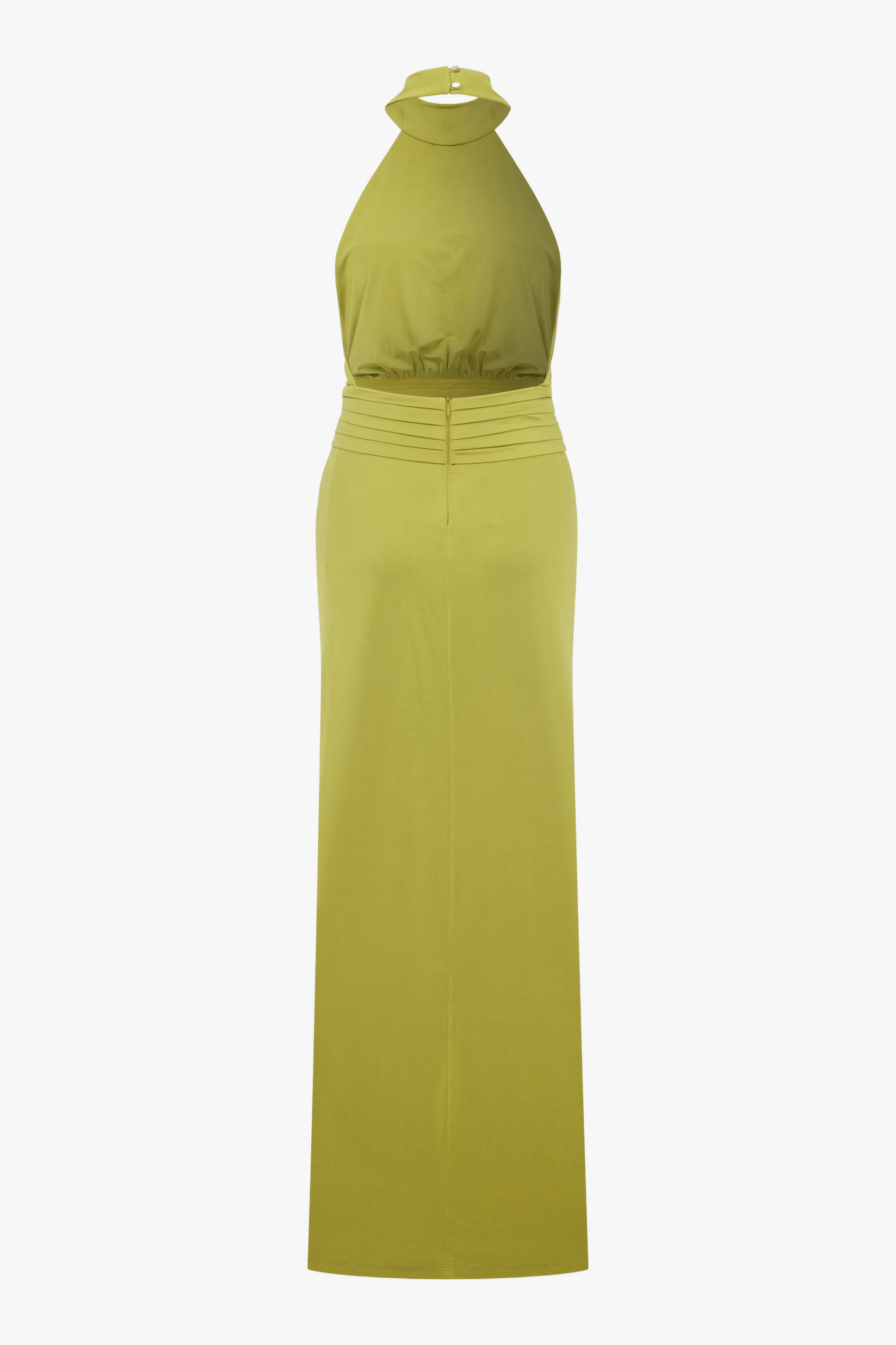Juliette Long Jersey Dress In Green Glow made by Nazli Ceren