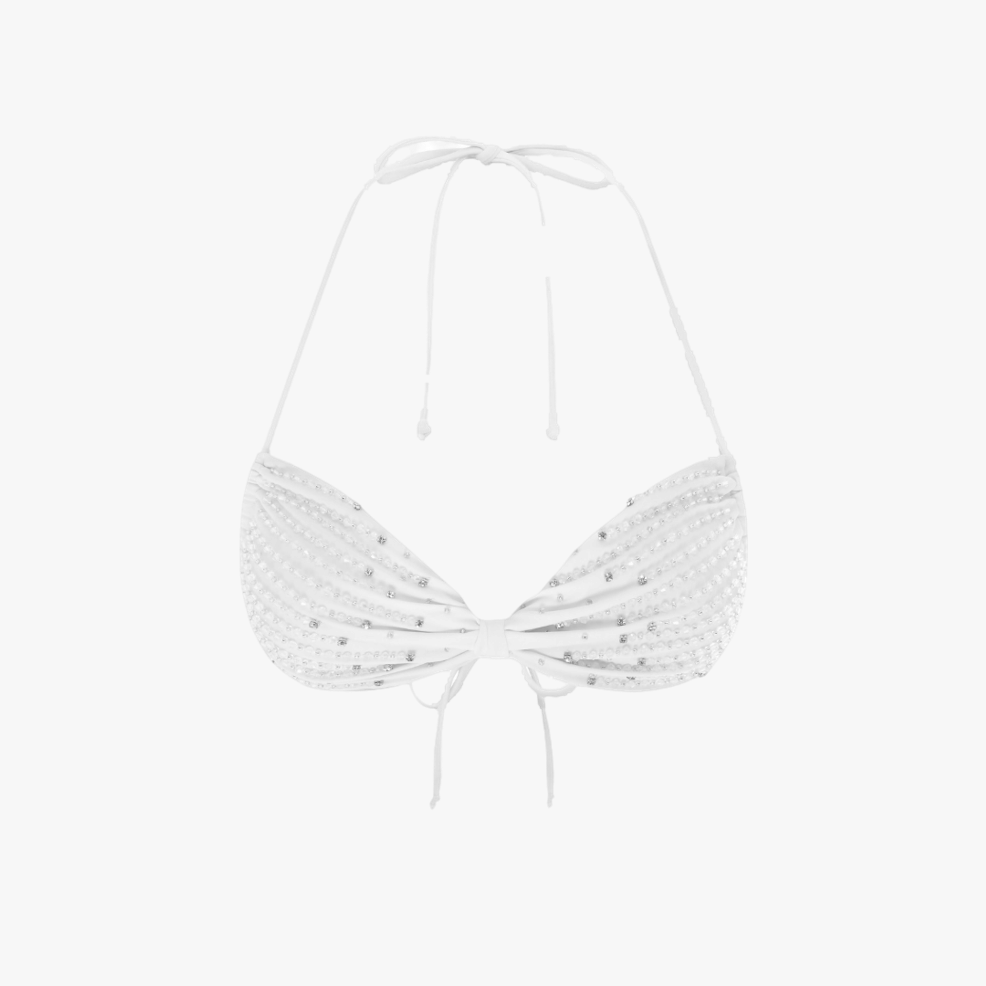 Ophelia Hand Embroidered Summer Bikini Top White in White made by Oceanus Swimwear