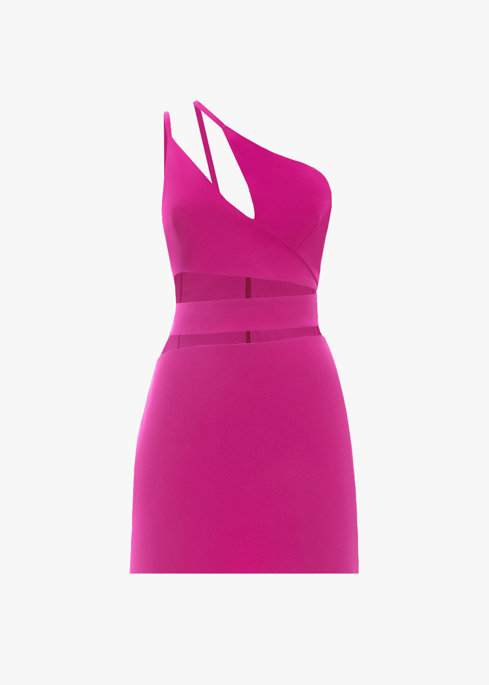 Fuchsia asymmetric cutout dress made by Monika Dimova
