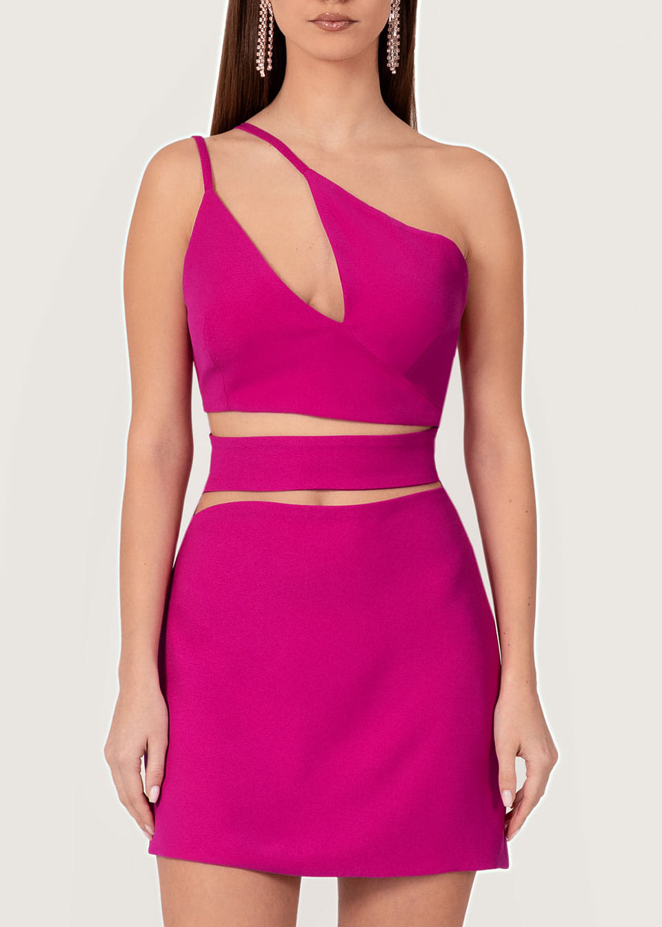 Fuchsia asymmetric cutout dress made by Monika Dimova