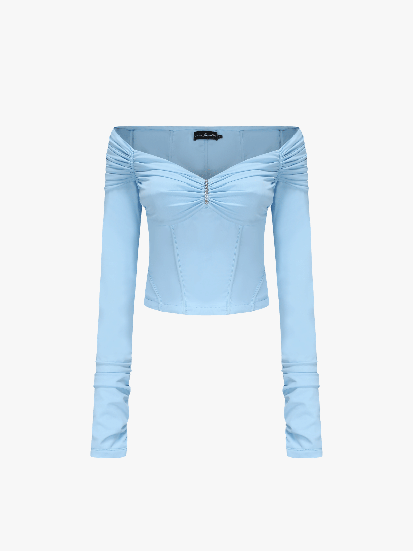 Micaela Off Shoulder Top (Blue) (Final Sale) in Blue made by Nana Jacqueline