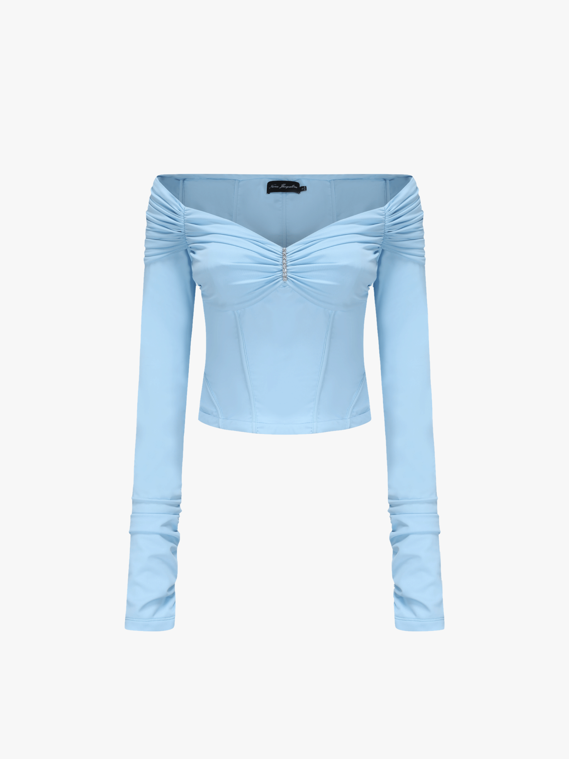 Micaela Off Shoulder Top (Blue) (Final Sale) in Blue made by Nana Jacqueline