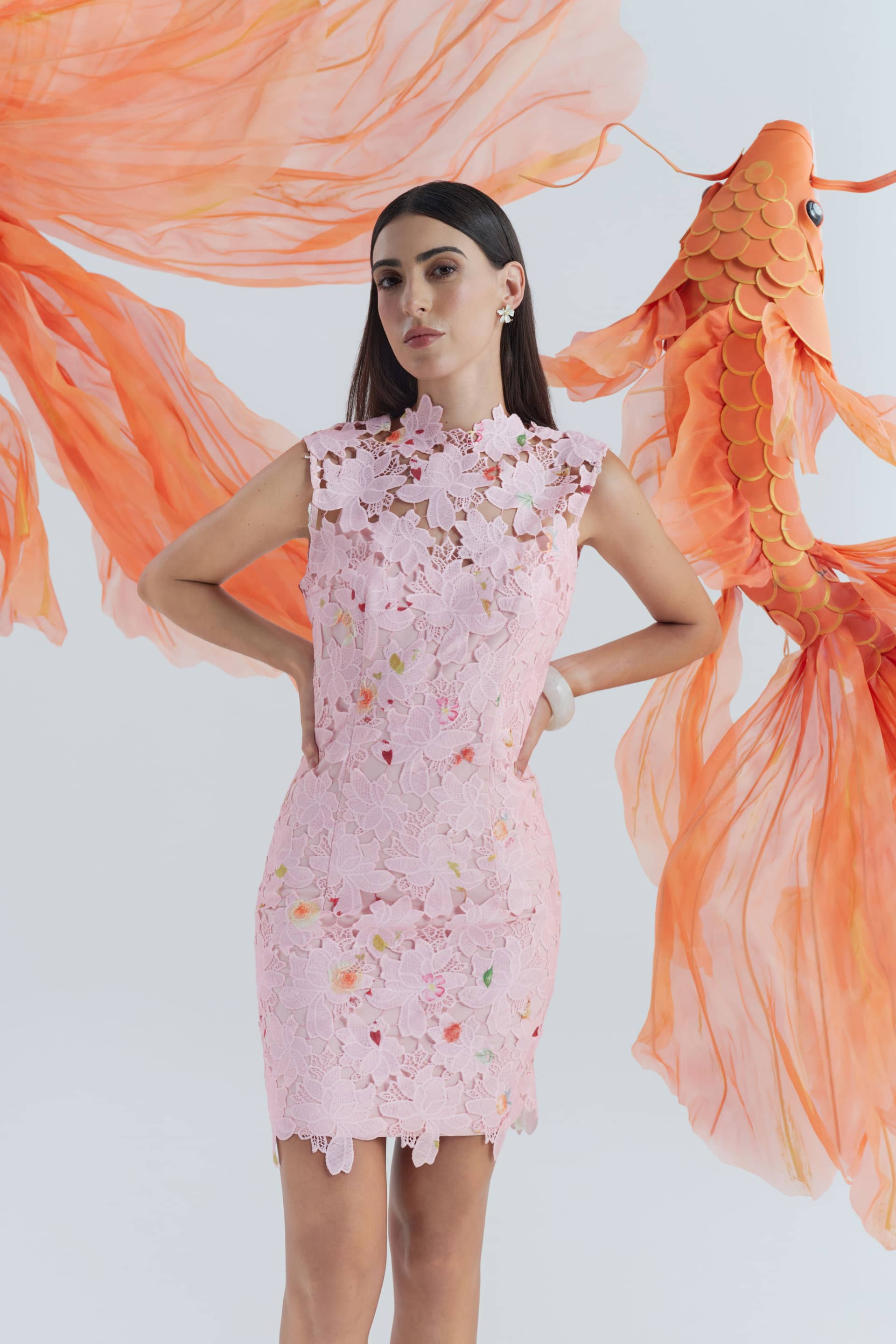 Embroidered Mini Dress made by JUSTIN TONG