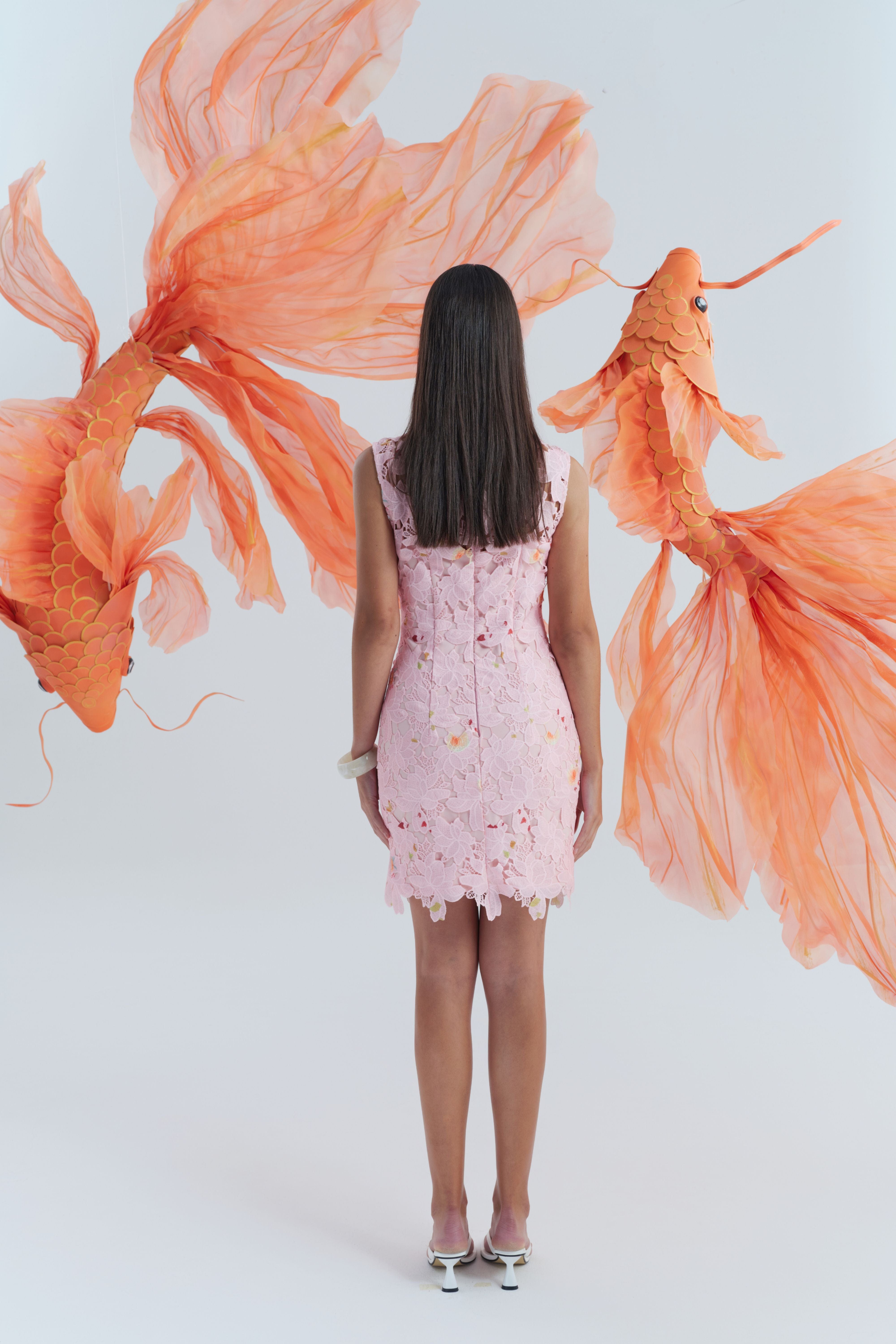 Embroidered Mini Dress made by JUSTIN TONG