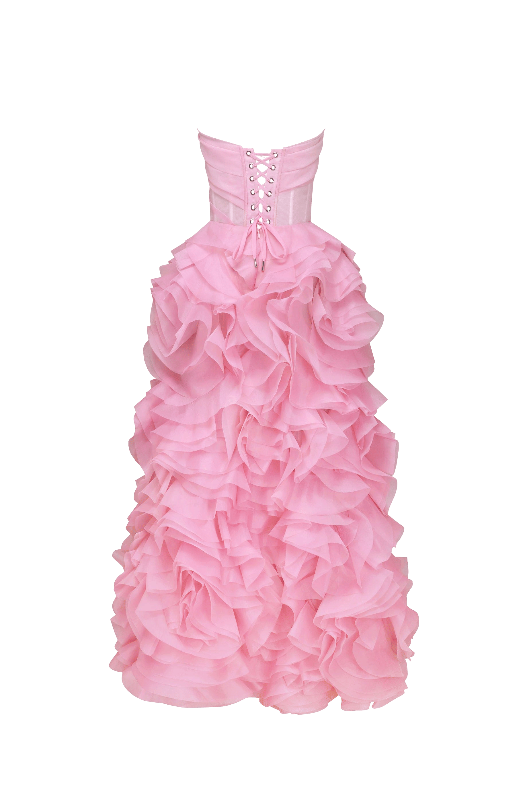 Voluminous rose appliques pink maxi dress, Garden of Eden made by Milla