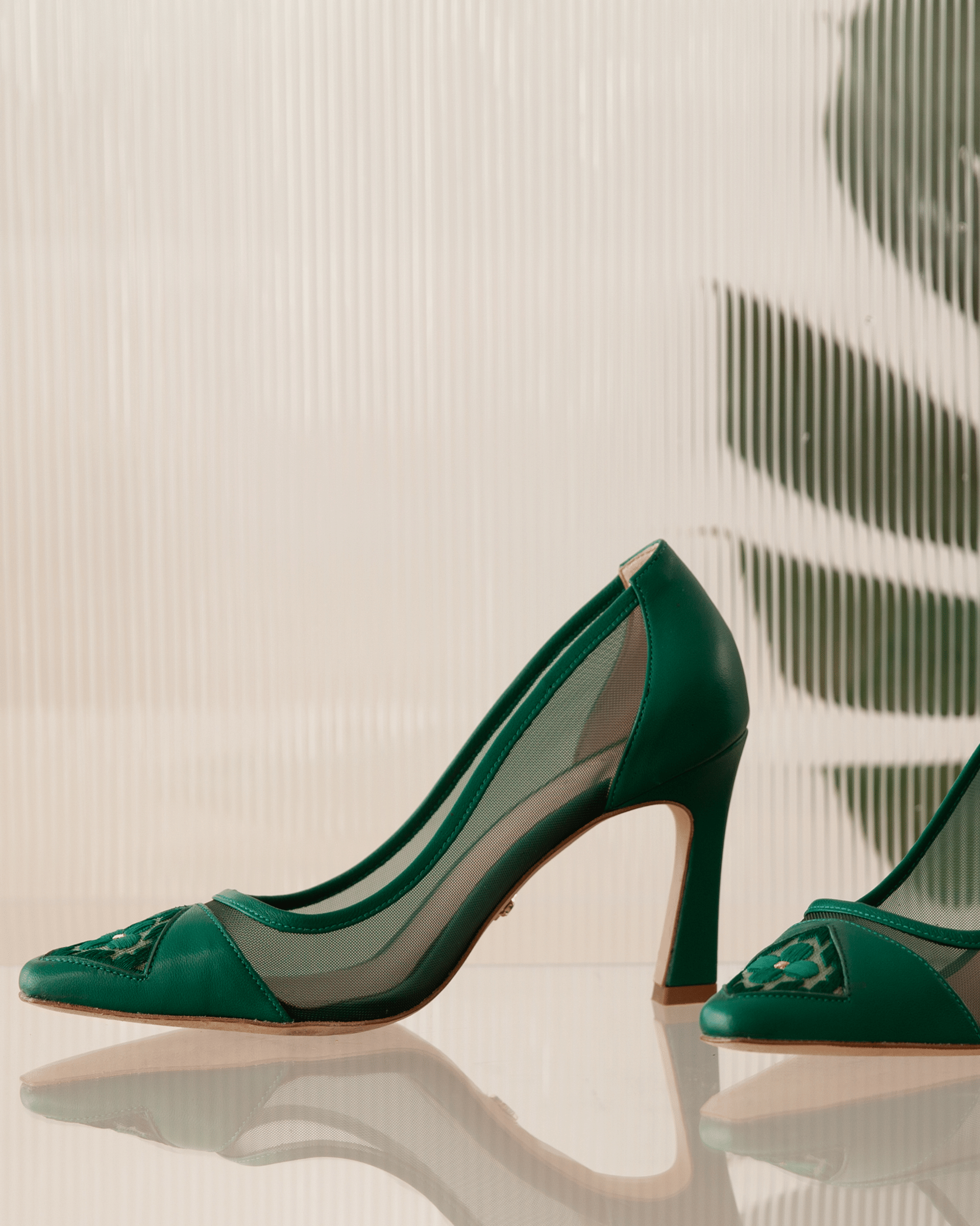 Fiorellini Pump Mesh 85 Dark Green in Green made by ATANA
