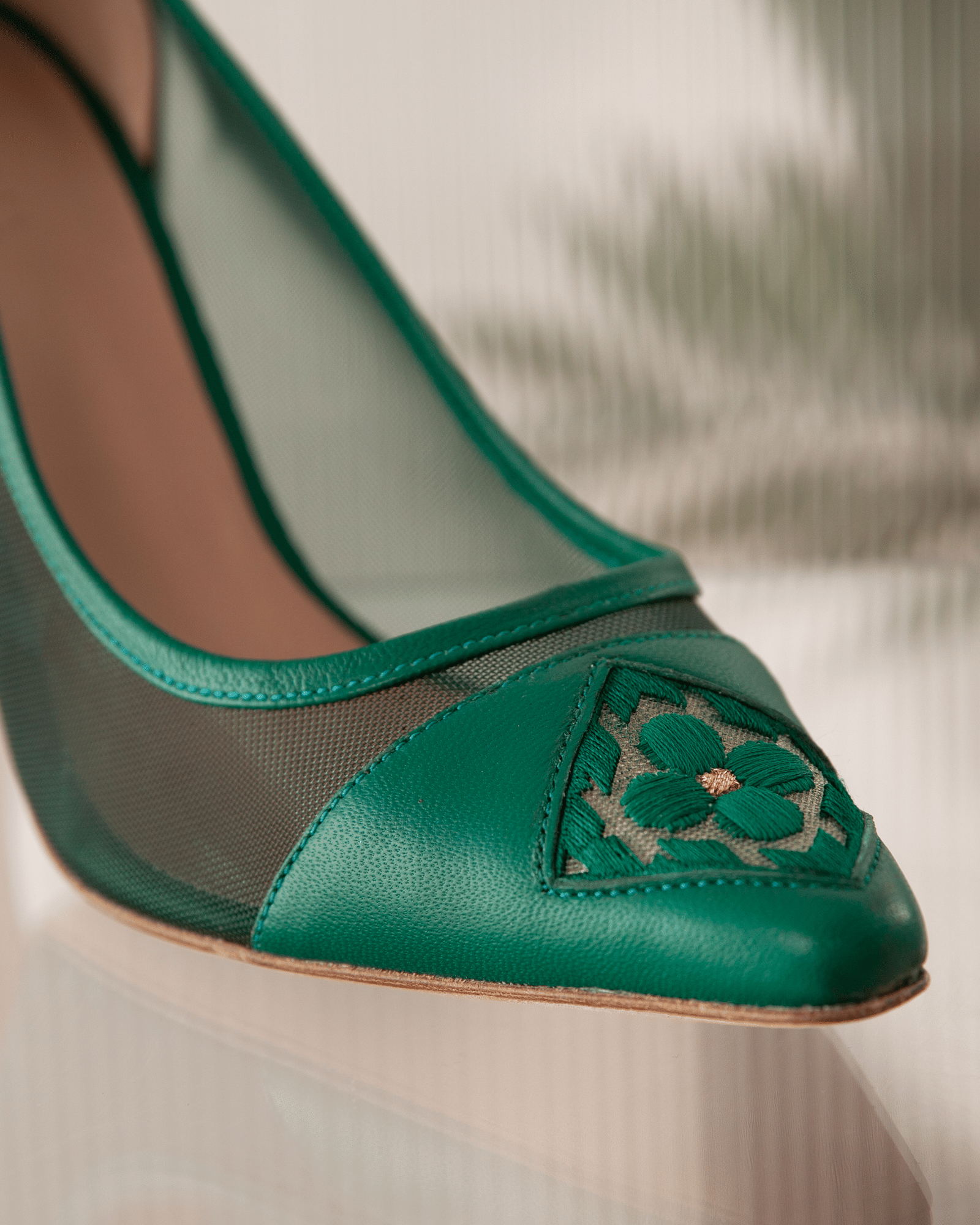 Fiorellini Pump Mesh 85 Dark Green in Green made by ATANA