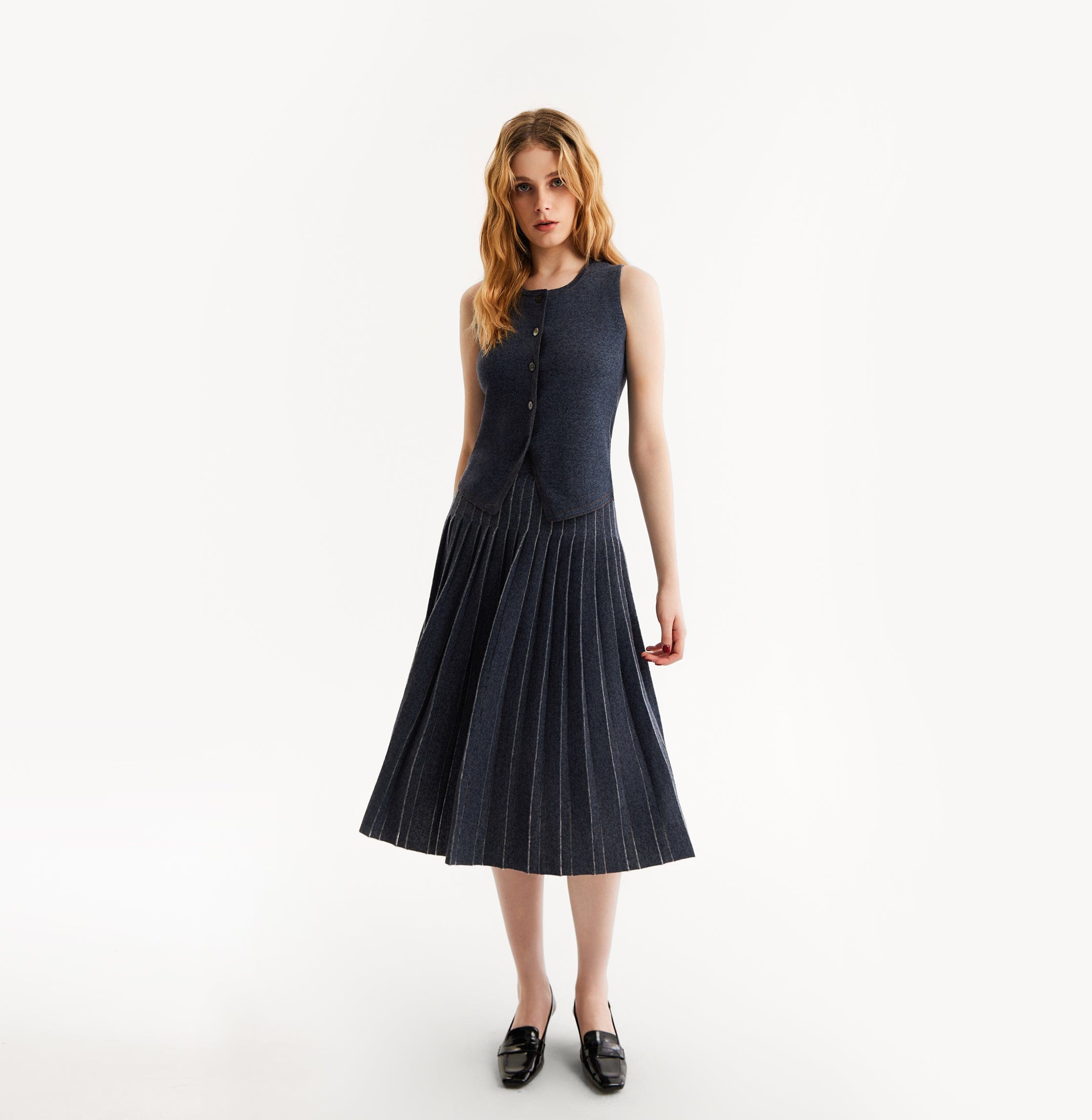 DENIM PLEATED SKIRT made by CRUSH Collection