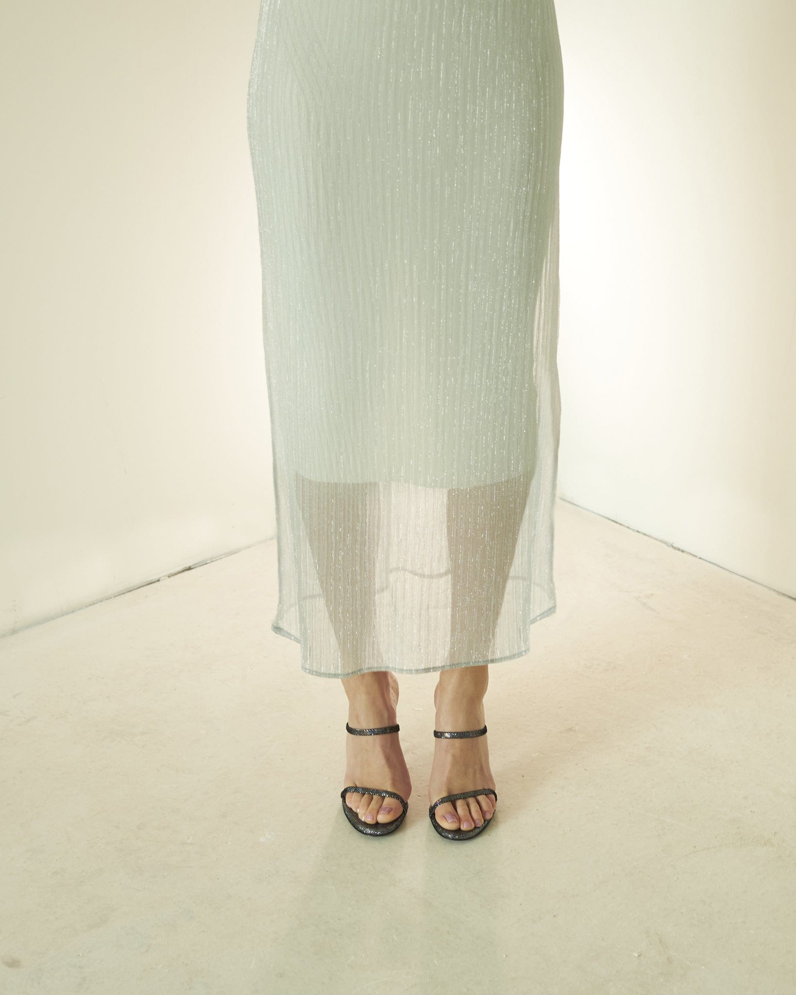 Fiorellini Glass Heel 95 Disco Suede Black in Black made by ATANA