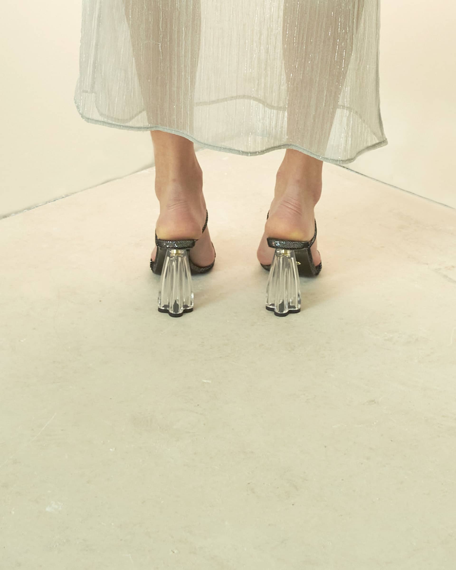 Fiorellini Glass Heel 95 Disco Suede Black in Black made by ATANA