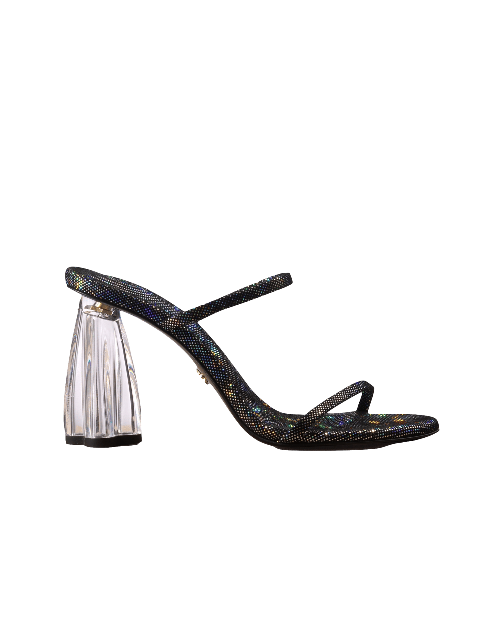 Fiorellini Glass Heel 95 Disco Suede Black in Black made by ATANA