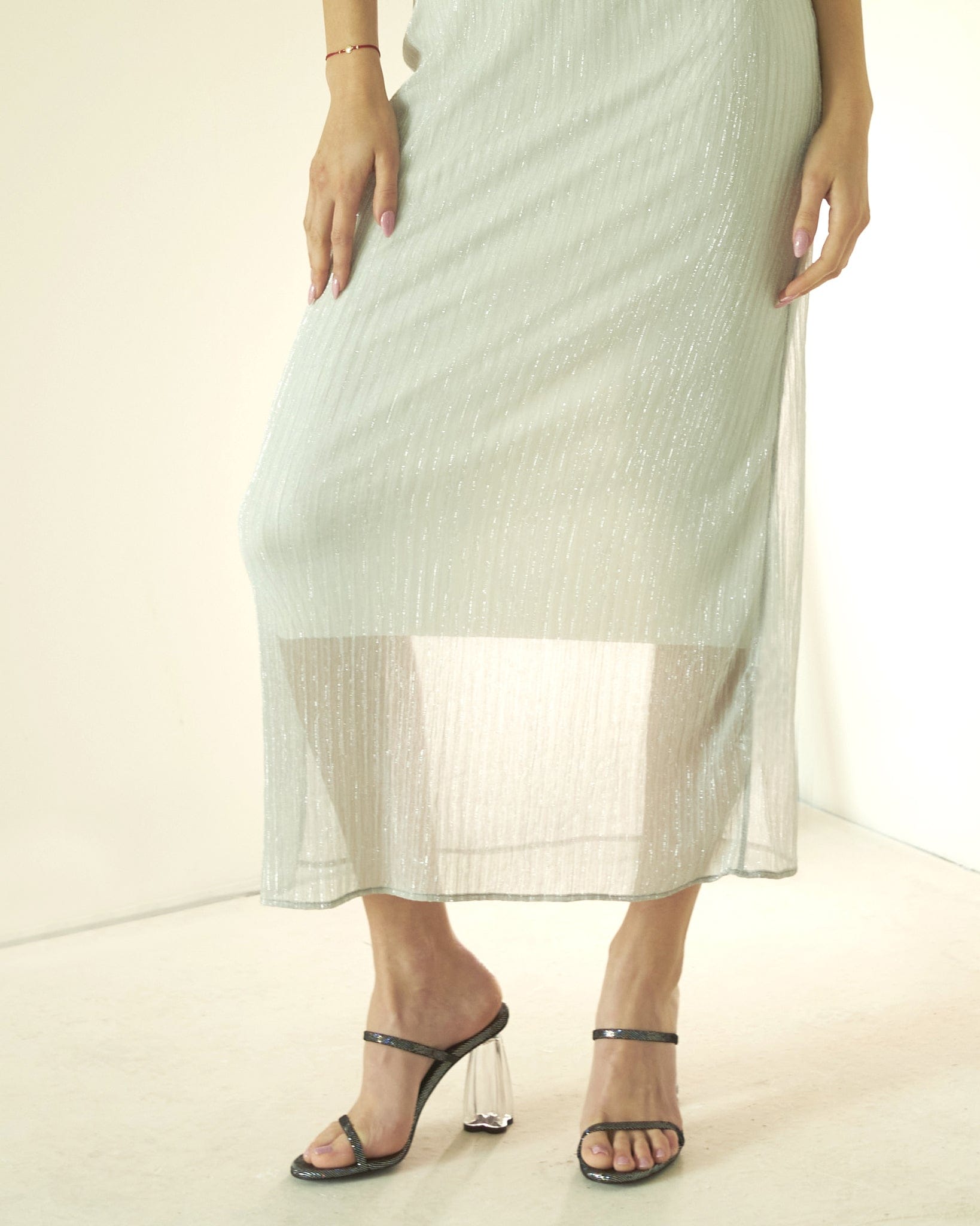 Fiorellini Glass Heel 95 Disco Suede Black in Black made by ATANA