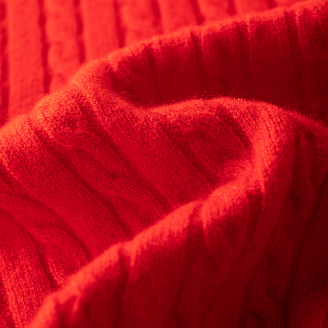 Classic Extra Fine Merino Wool Twist Knit Cardigan | Flame Red made by CozyU