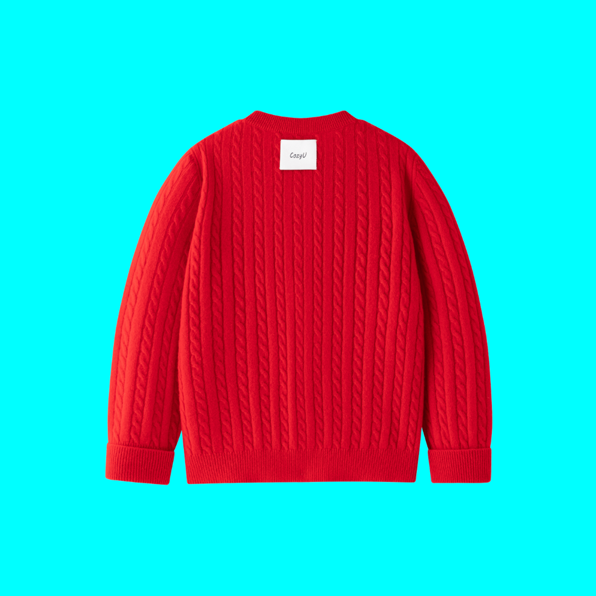 Classic Extra Fine Merino Wool Twist Knit Cardigan | Flame Red made by CozyU