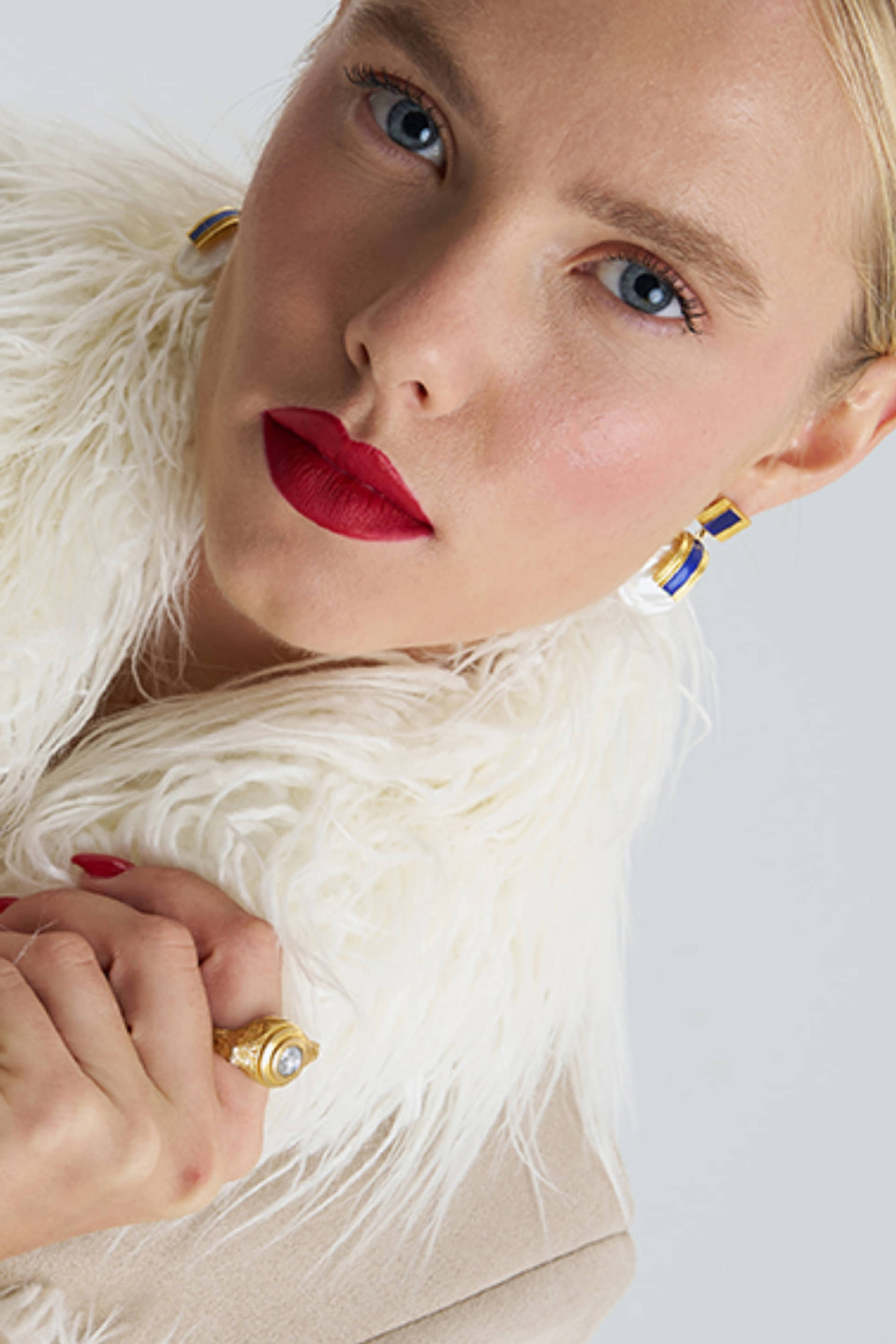 Midnight Blue Pearl Gold Earring made by Lora Istanbul