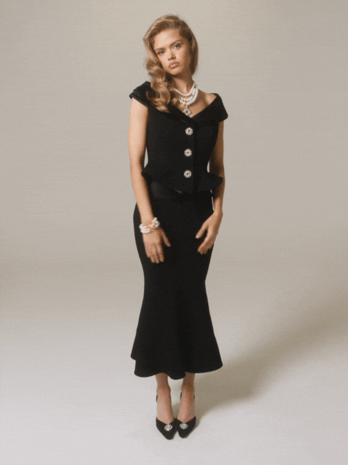 Belle Satin Skirt (Black) (Final Sale) in Black made by Nana Jacqueline