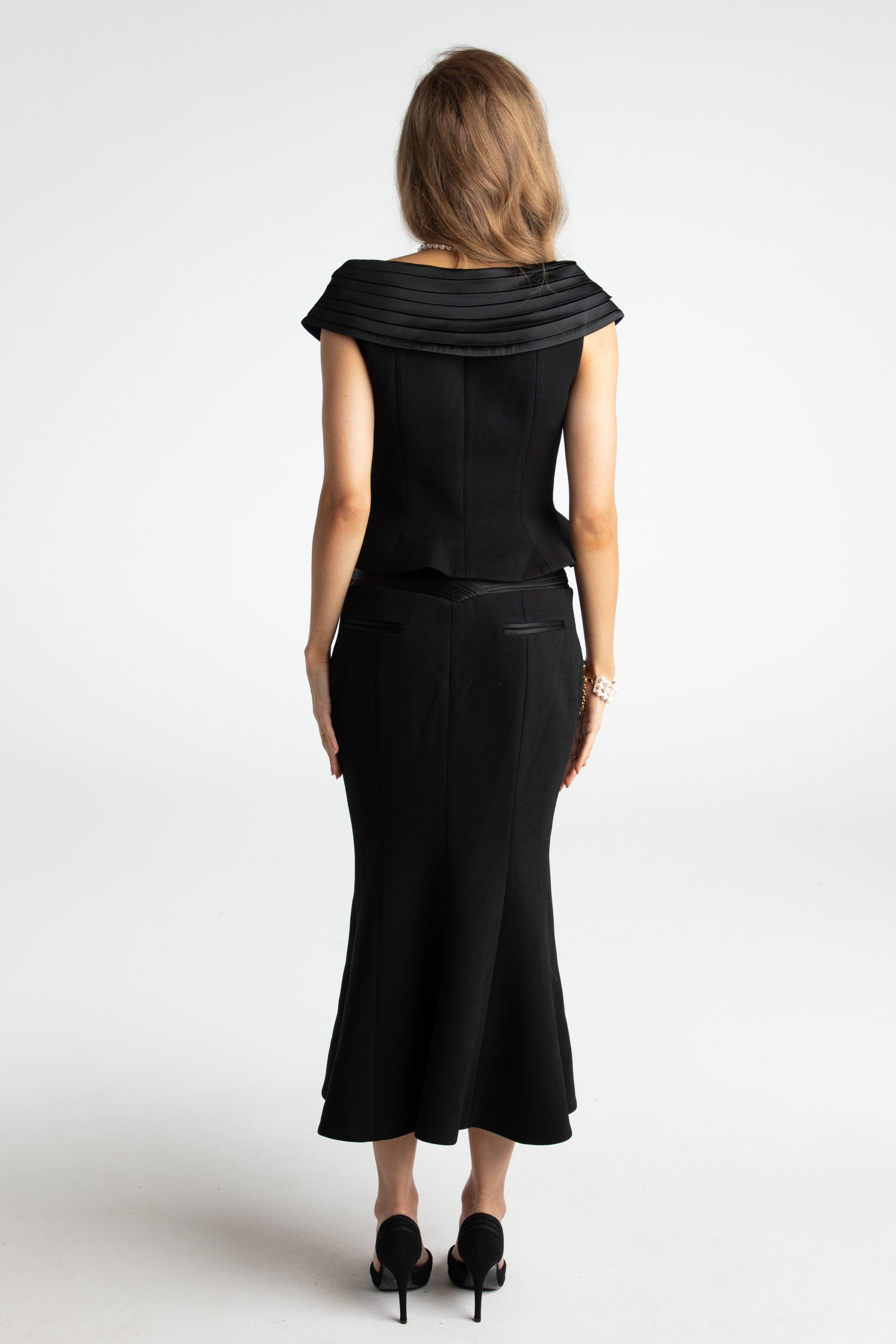 Belle Satin Skirt (Black) (Final Sale) in Black made by Nana Jacqueline