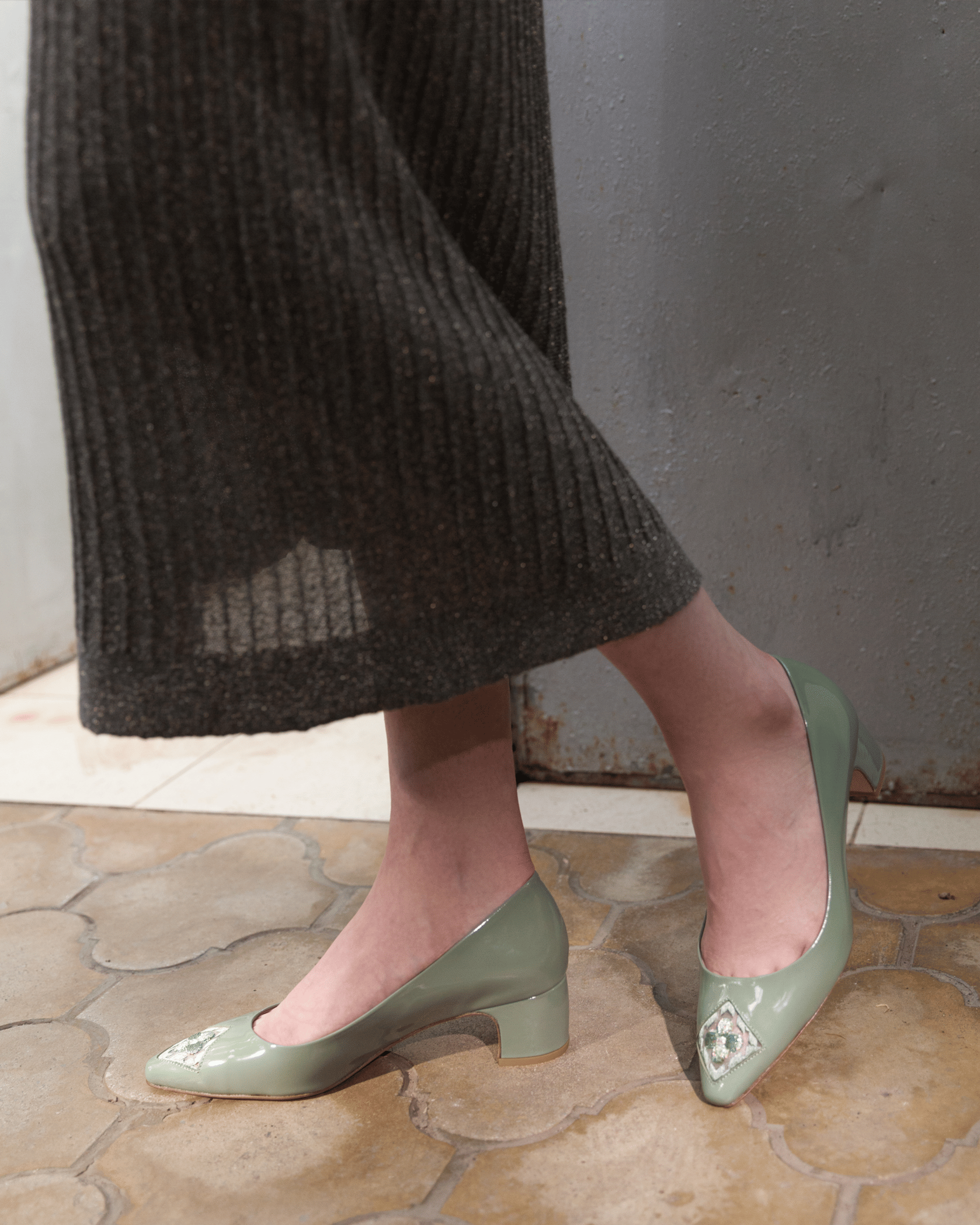 Fiorellini Pump Leather 45 Sea Green in Green made by ATANA