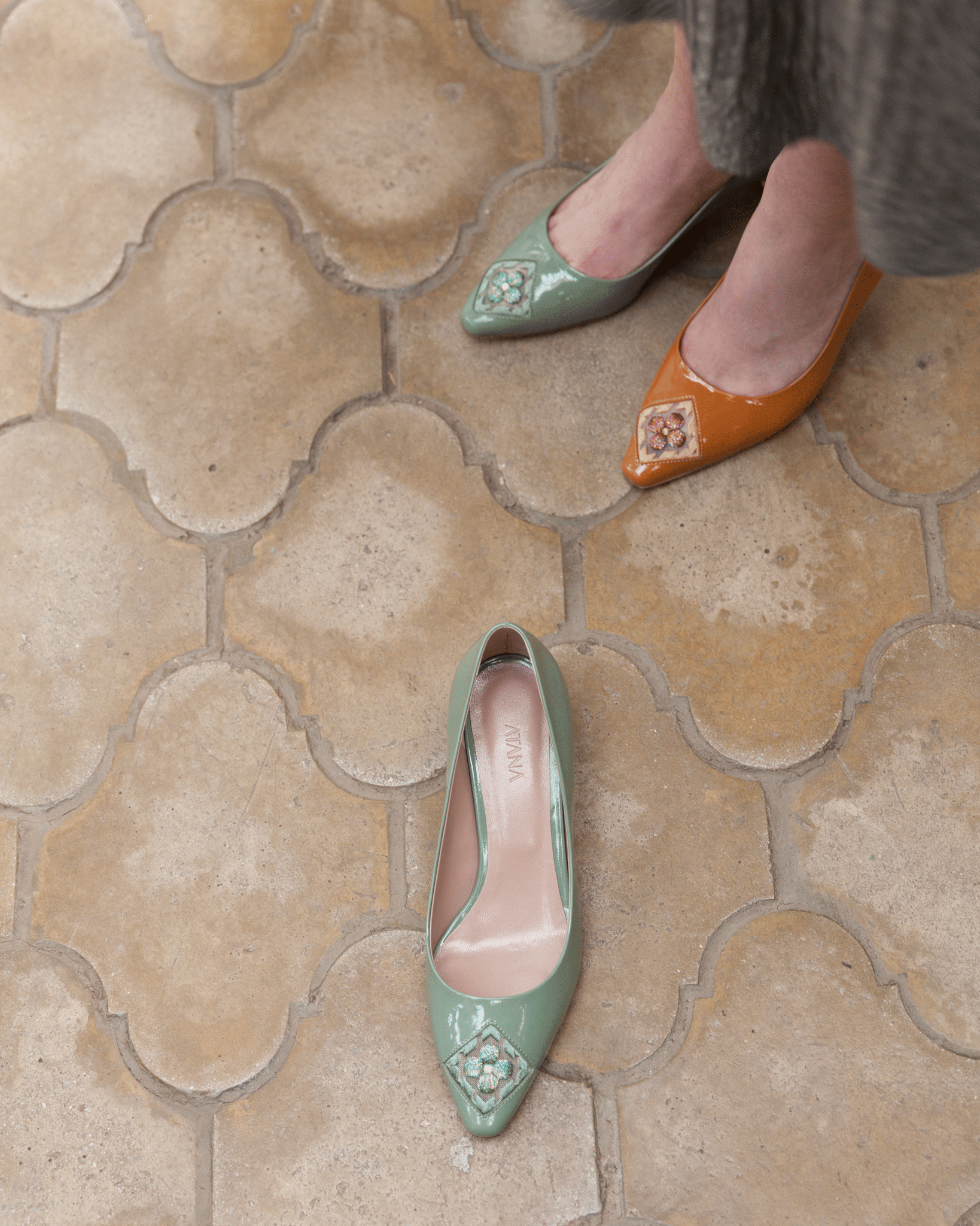 Fiorellini Pump Leather 45 Sea Green in Green made by ATANA