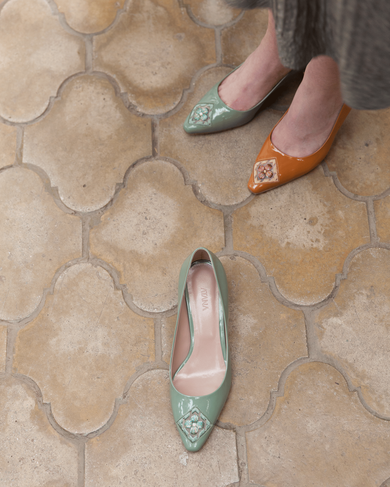 Fiorellini Pump Leather 45 Sea Green in Green made by ATANA