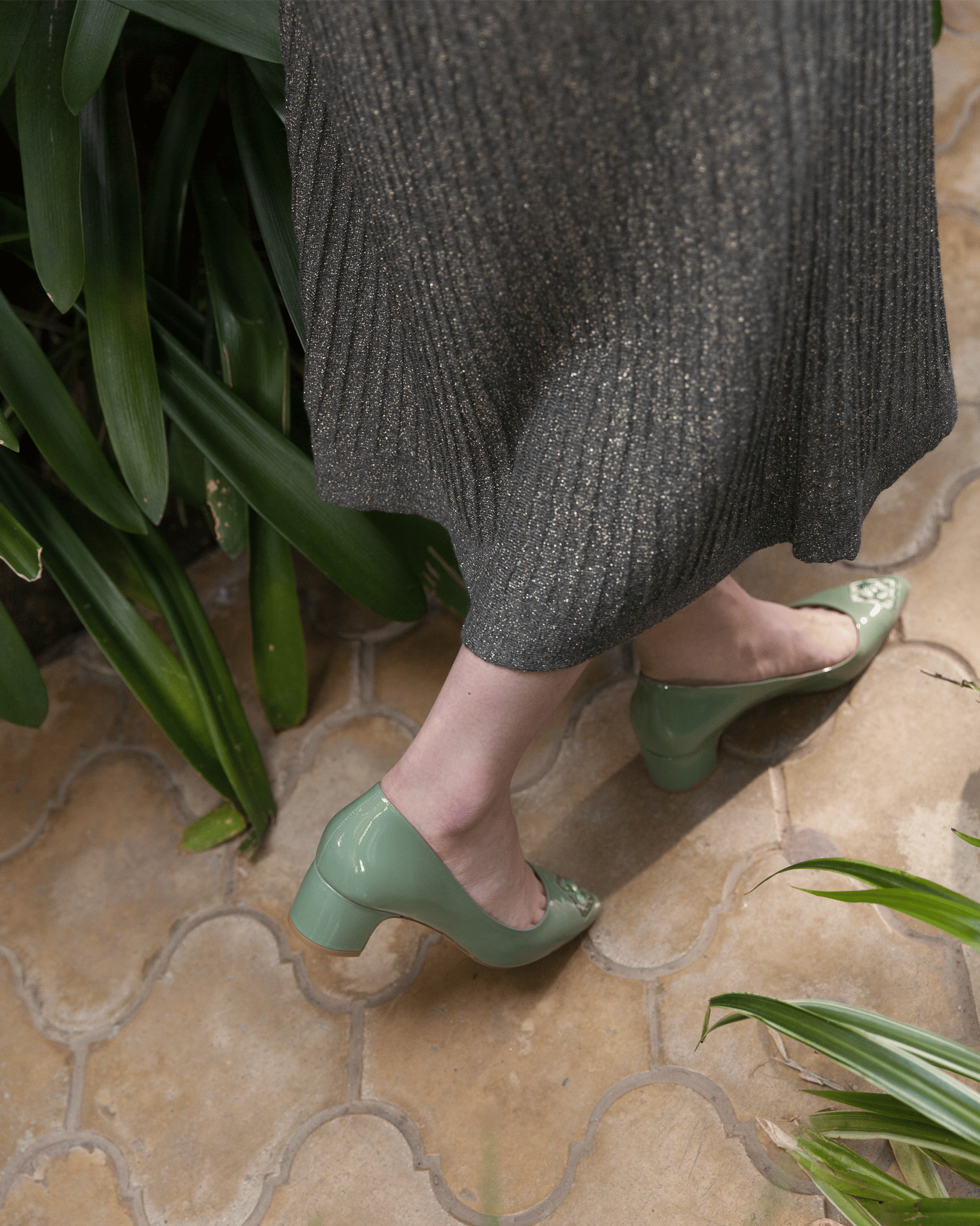 Fiorellini Pump Leather 45 Sea Green in Green made by ATANA