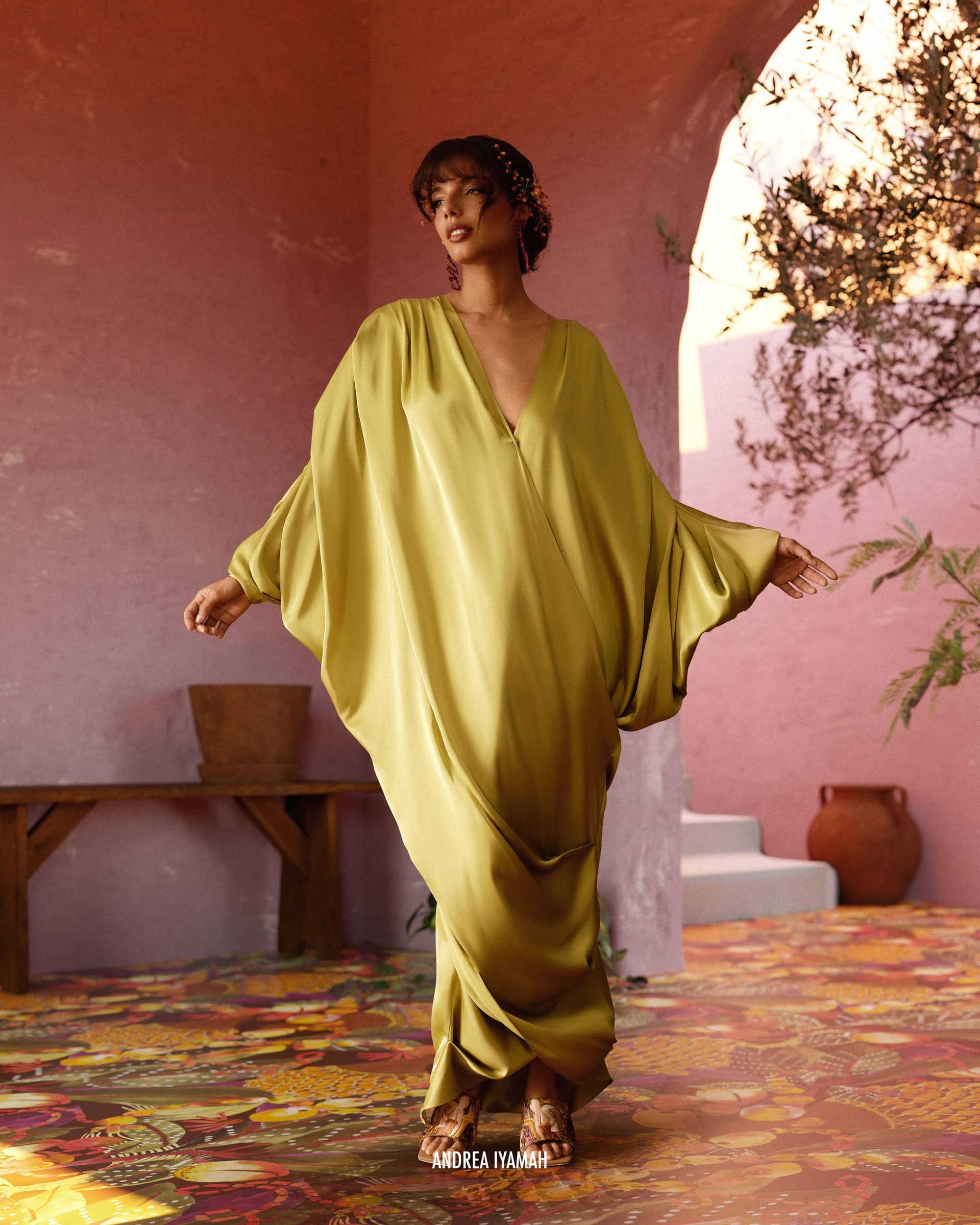 TIBARA KAFTAN DRESS - LIME made by Andrea Iyamah