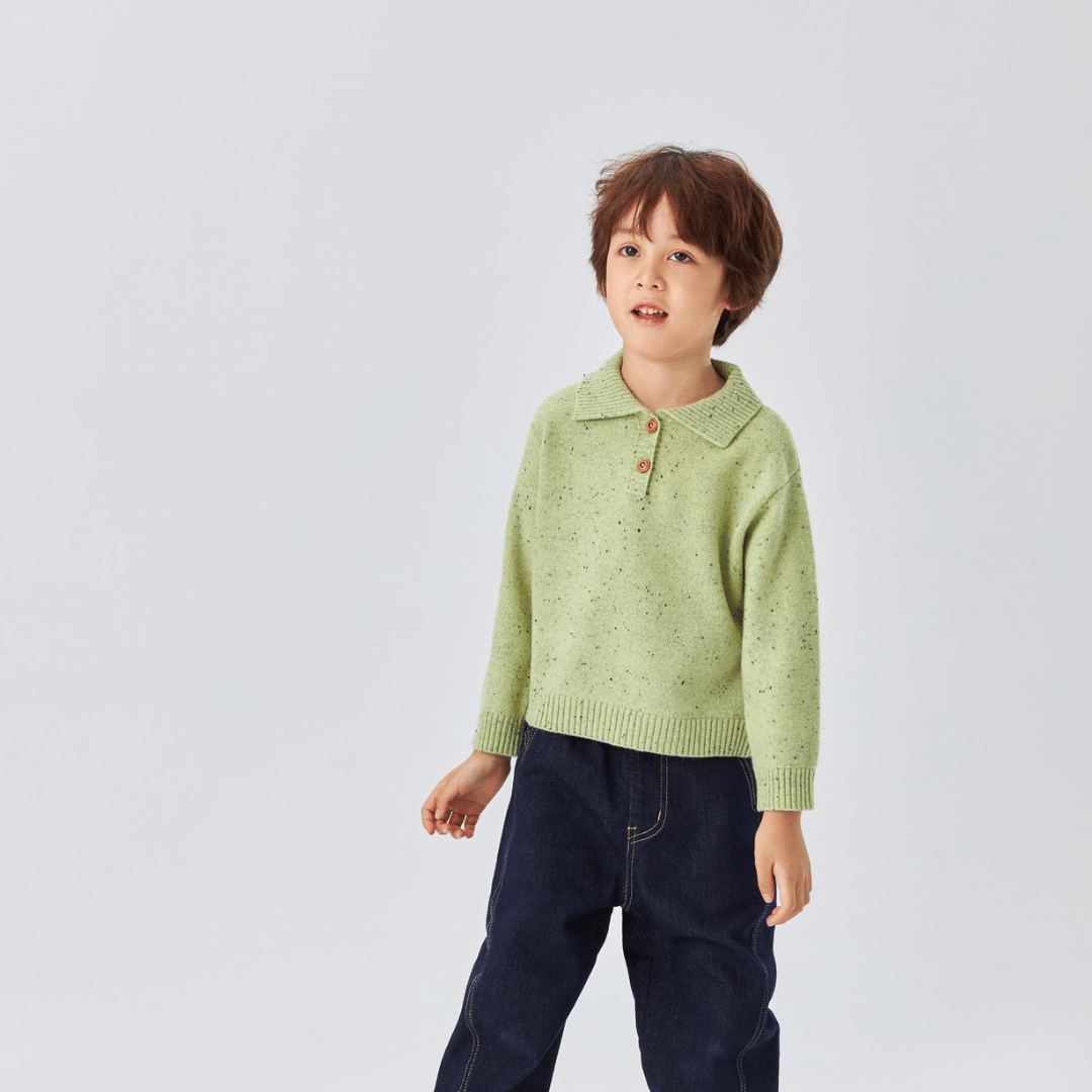 Merino Meadow Speckle Knit Polo Jumper made by CozyU