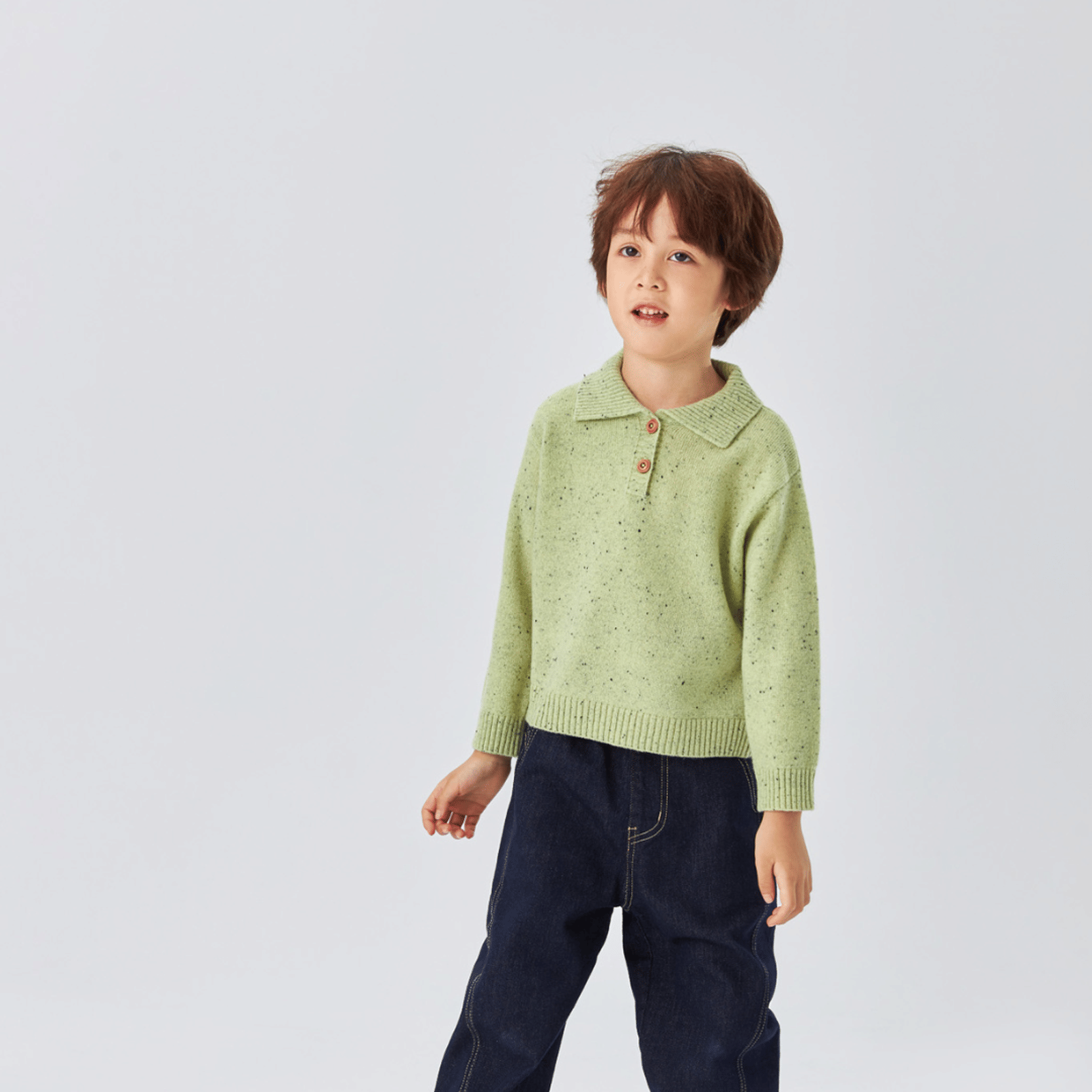 Merino Meadow Speckle Knit Polo Jumper made by CozyU