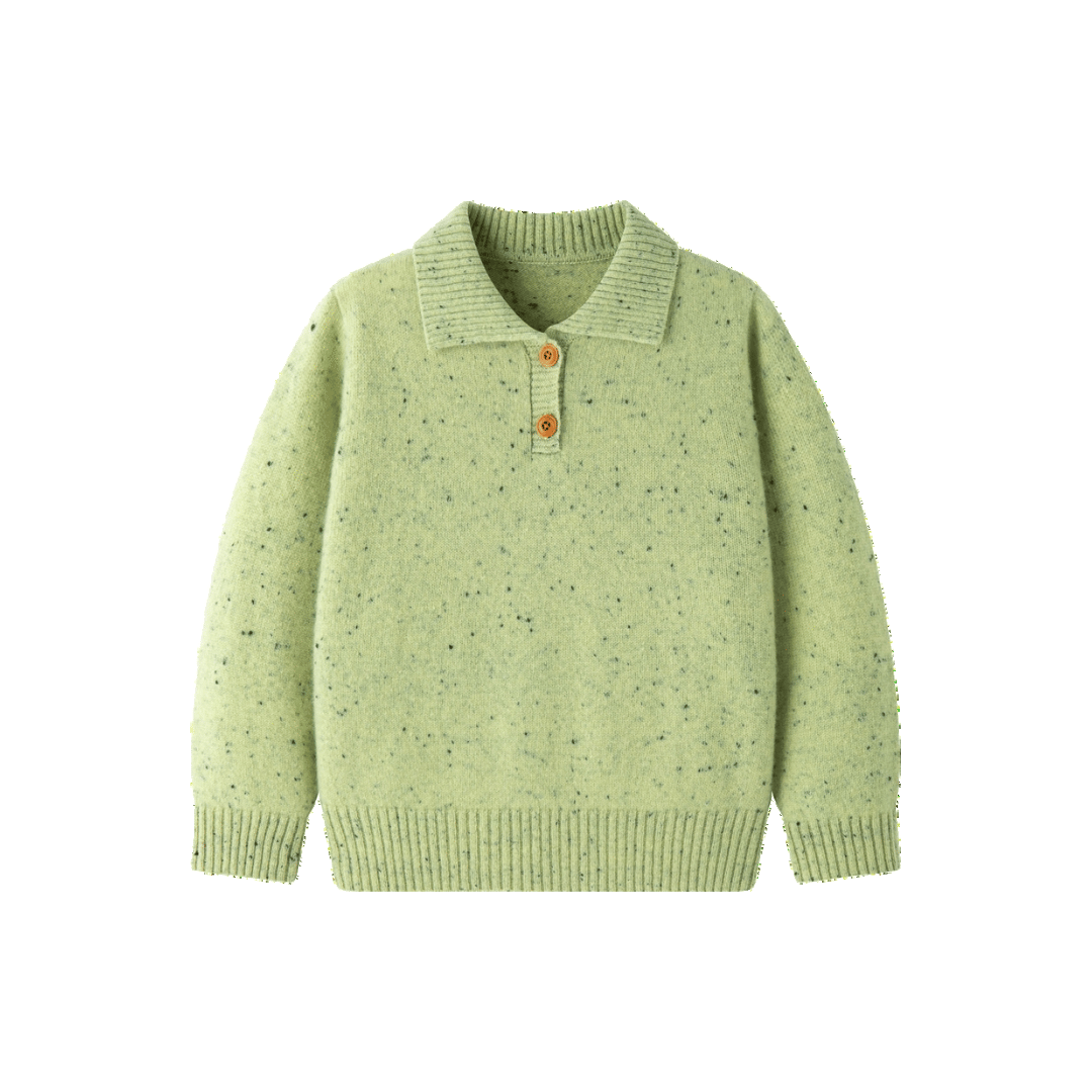 Merino Meadow Speckle Knit Polo Jumper made by CozyU