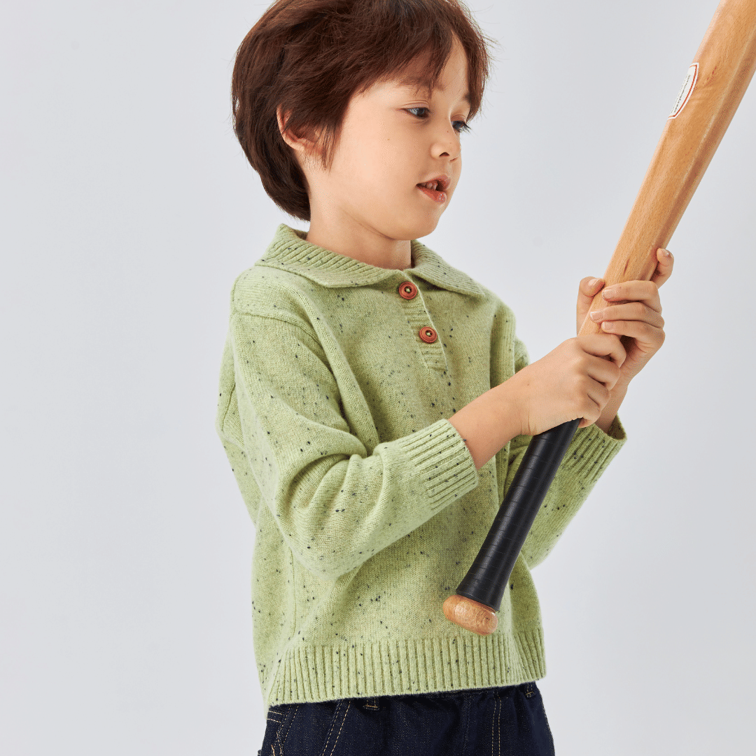 Merino Meadow Speckle Knit Polo Jumper made by CozyU