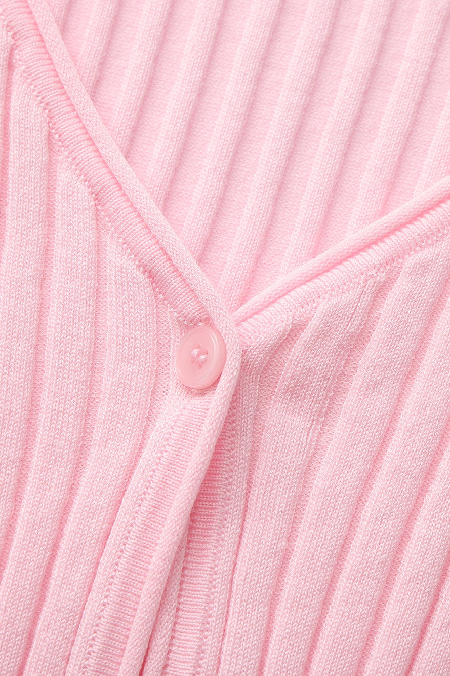Jane Cropped Ribbed Pink Knit Cardigan made by Nana Jacqueline