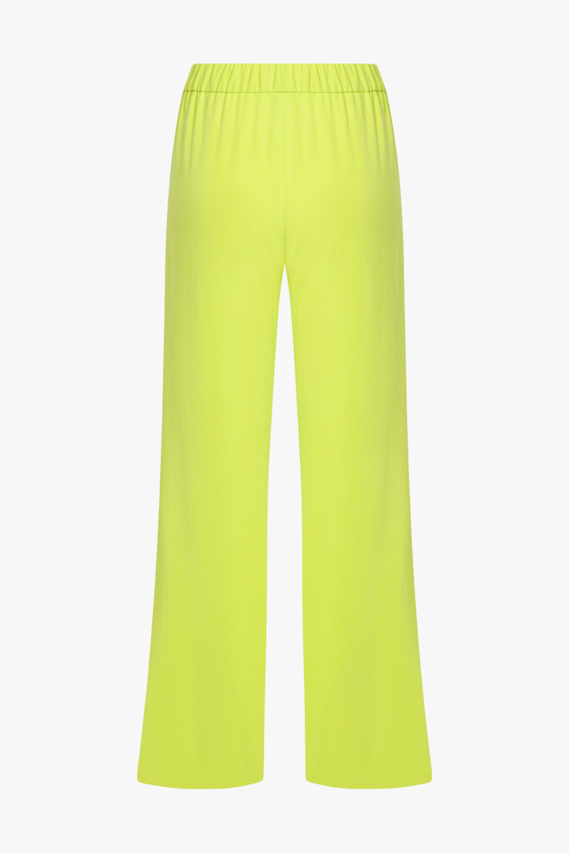 Kyra Cropped Trousers in Lime made by Nazli Ceren