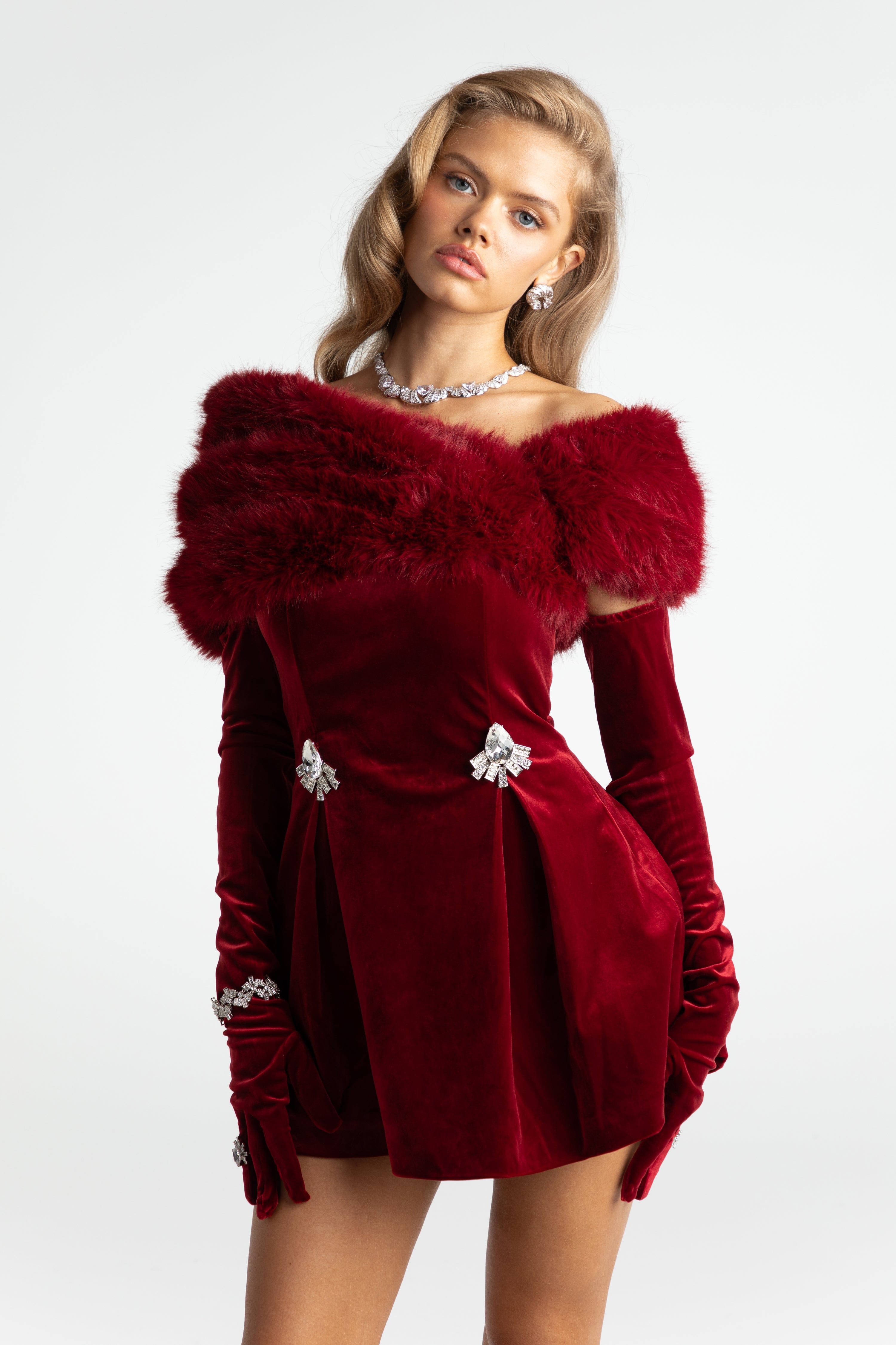 Simone Velvet Dress (Red) in Red made by Nana Jacqueline