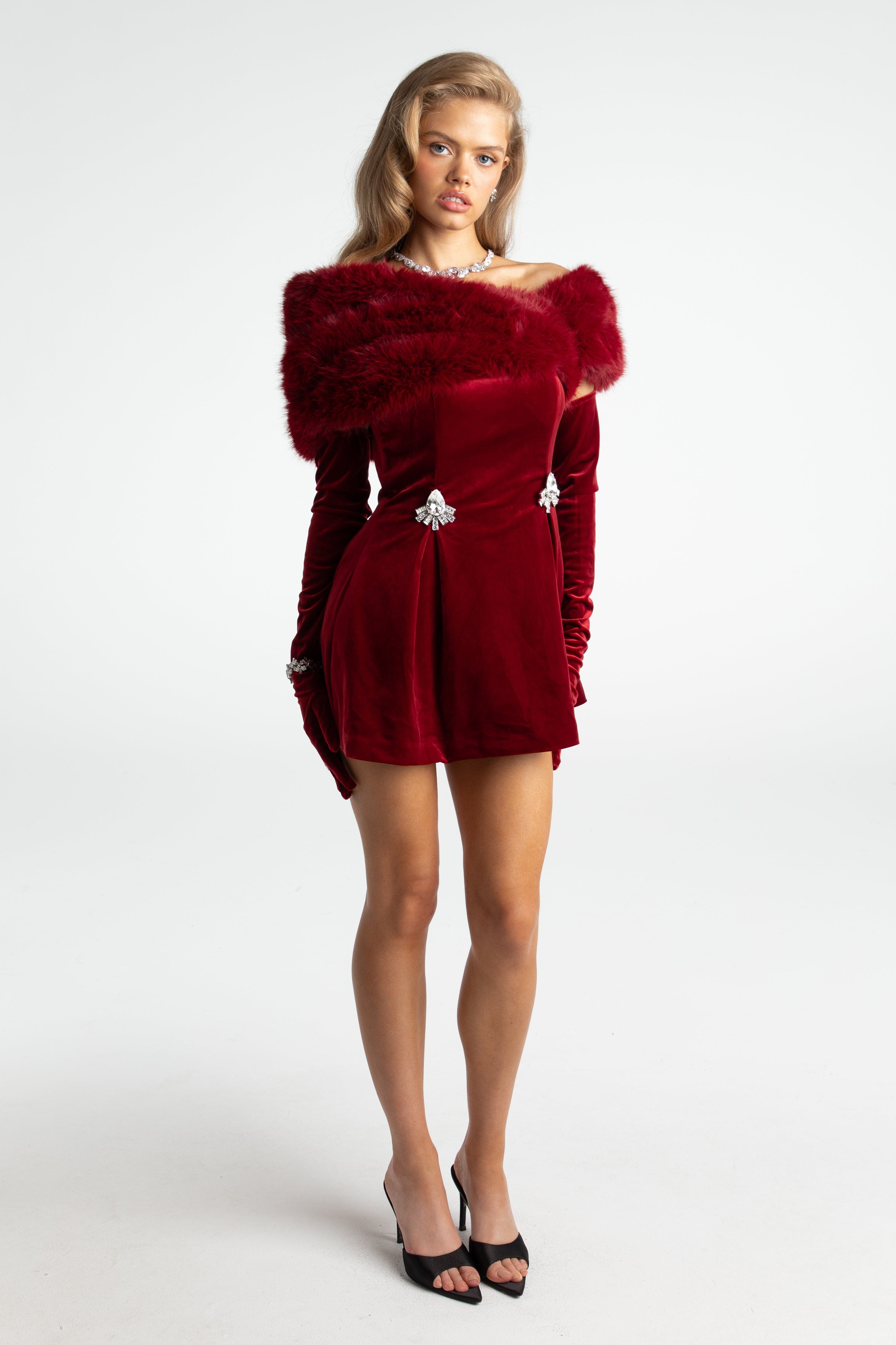 Simone Velvet Dress (Red) in Red made by Nana Jacqueline