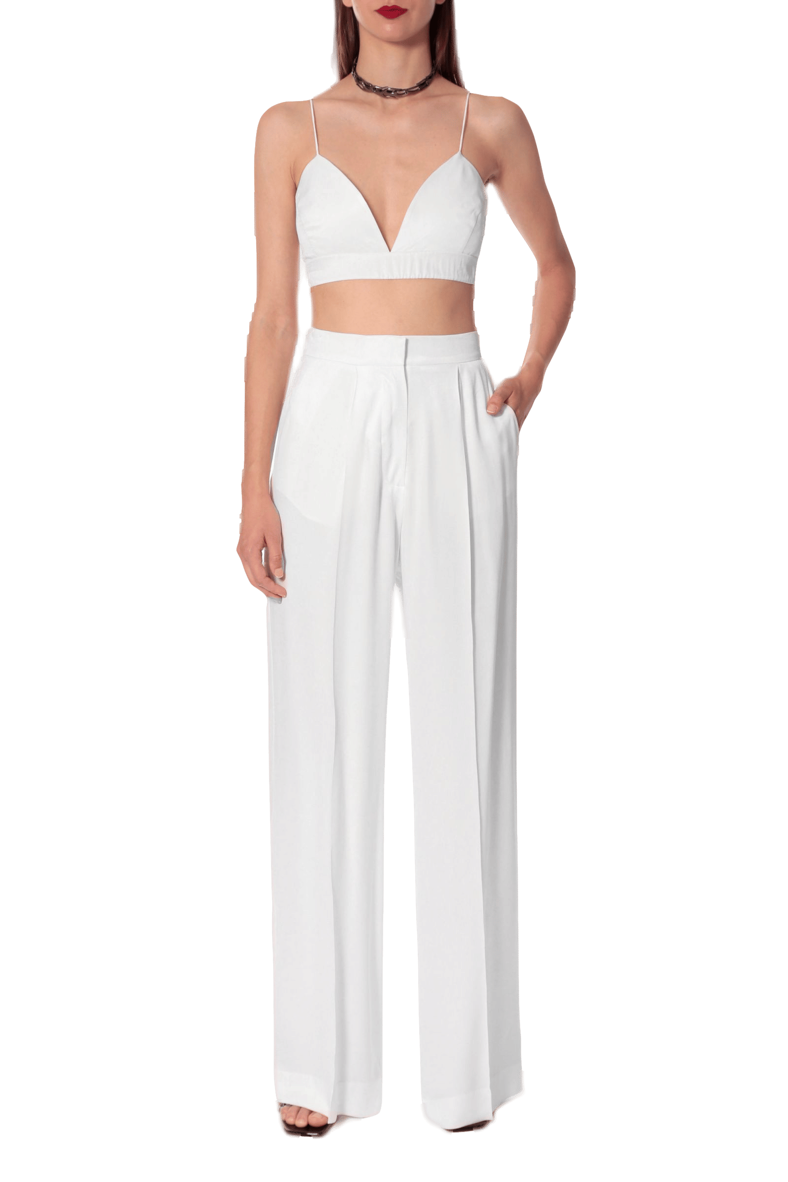 Trousers Jessie Bright White in White made by HALEWSKI