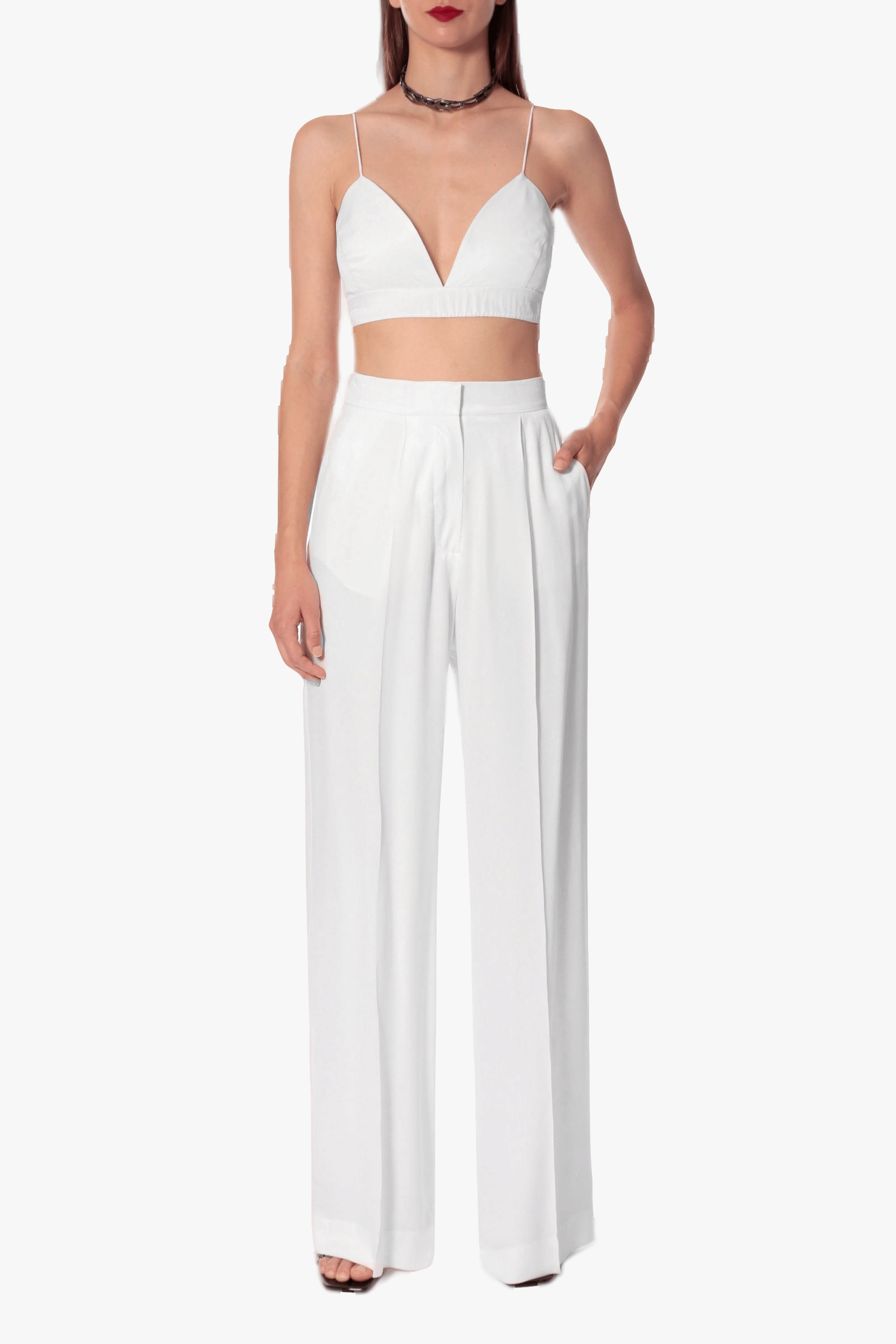 Trousers Jessie Bright White in White made by HALEWSKI