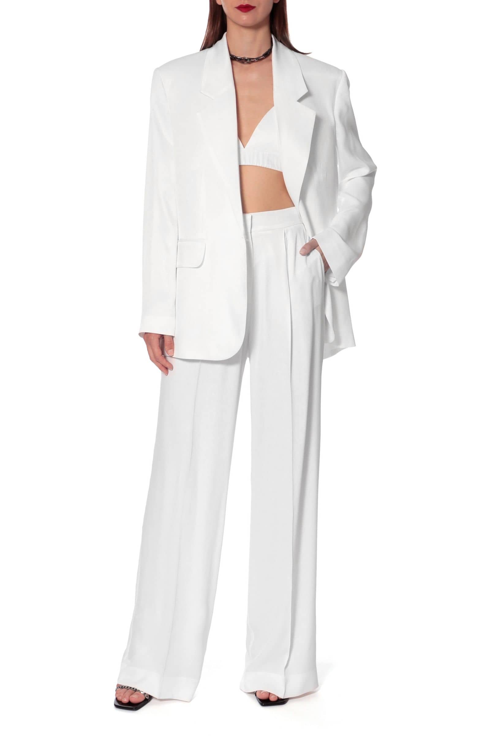 Trousers Jessie Bright White in White made by HALEWSKI